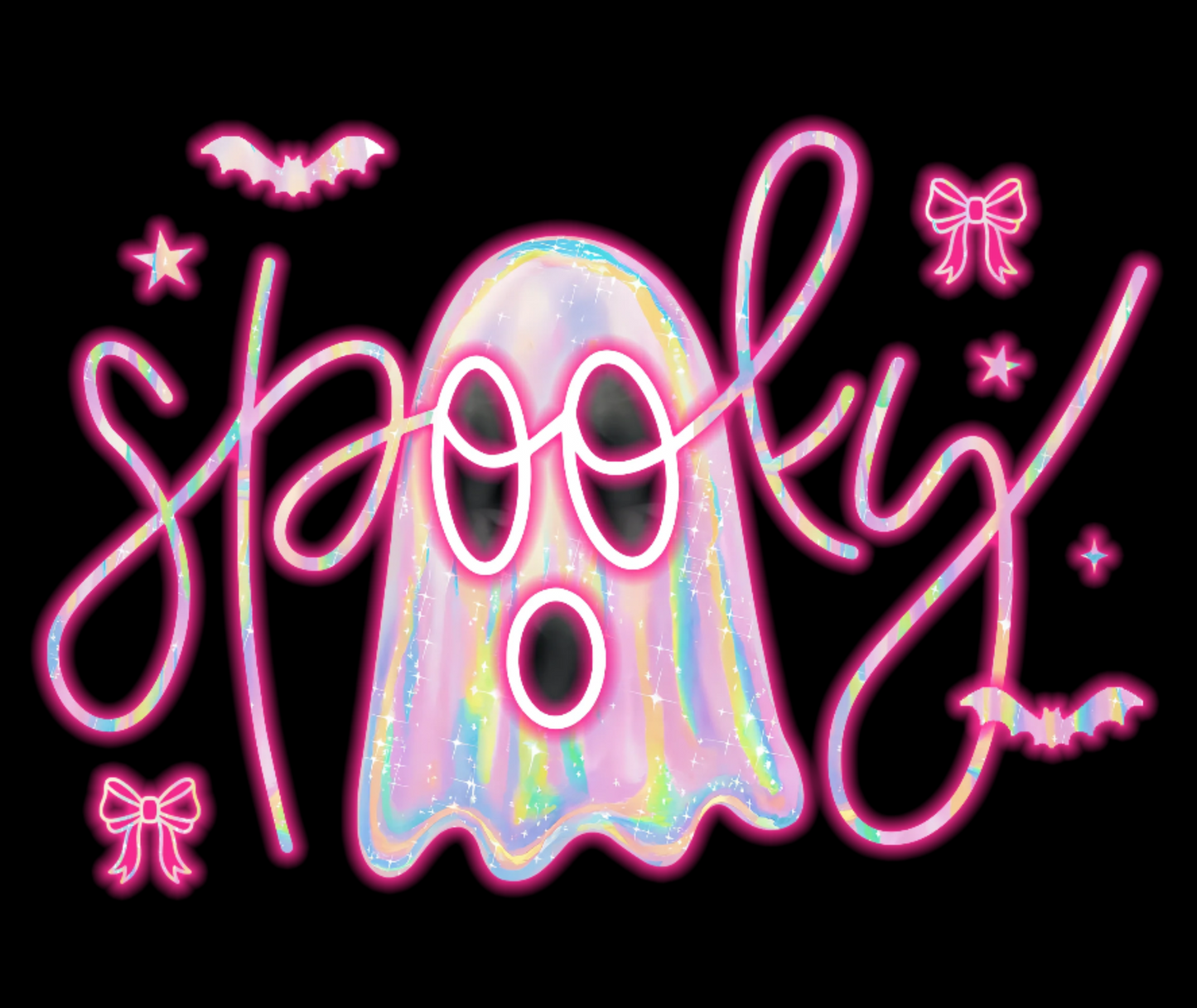 Pink Neon Spooky Ghost T-shirt