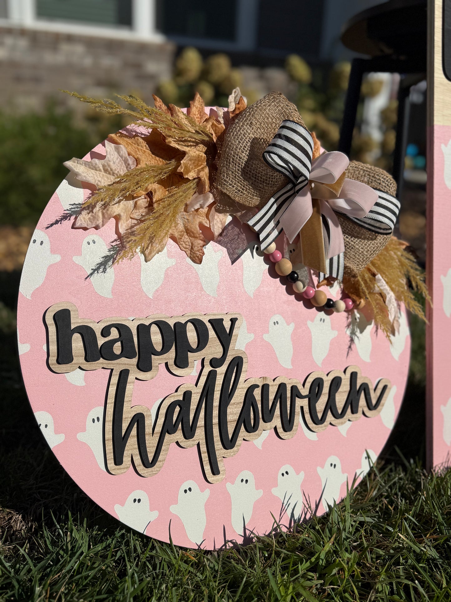 Pink Happy Halloween Porch Set