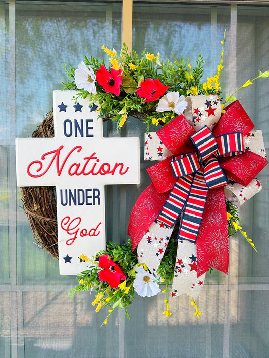 One Nation Under God Cross Wreath
