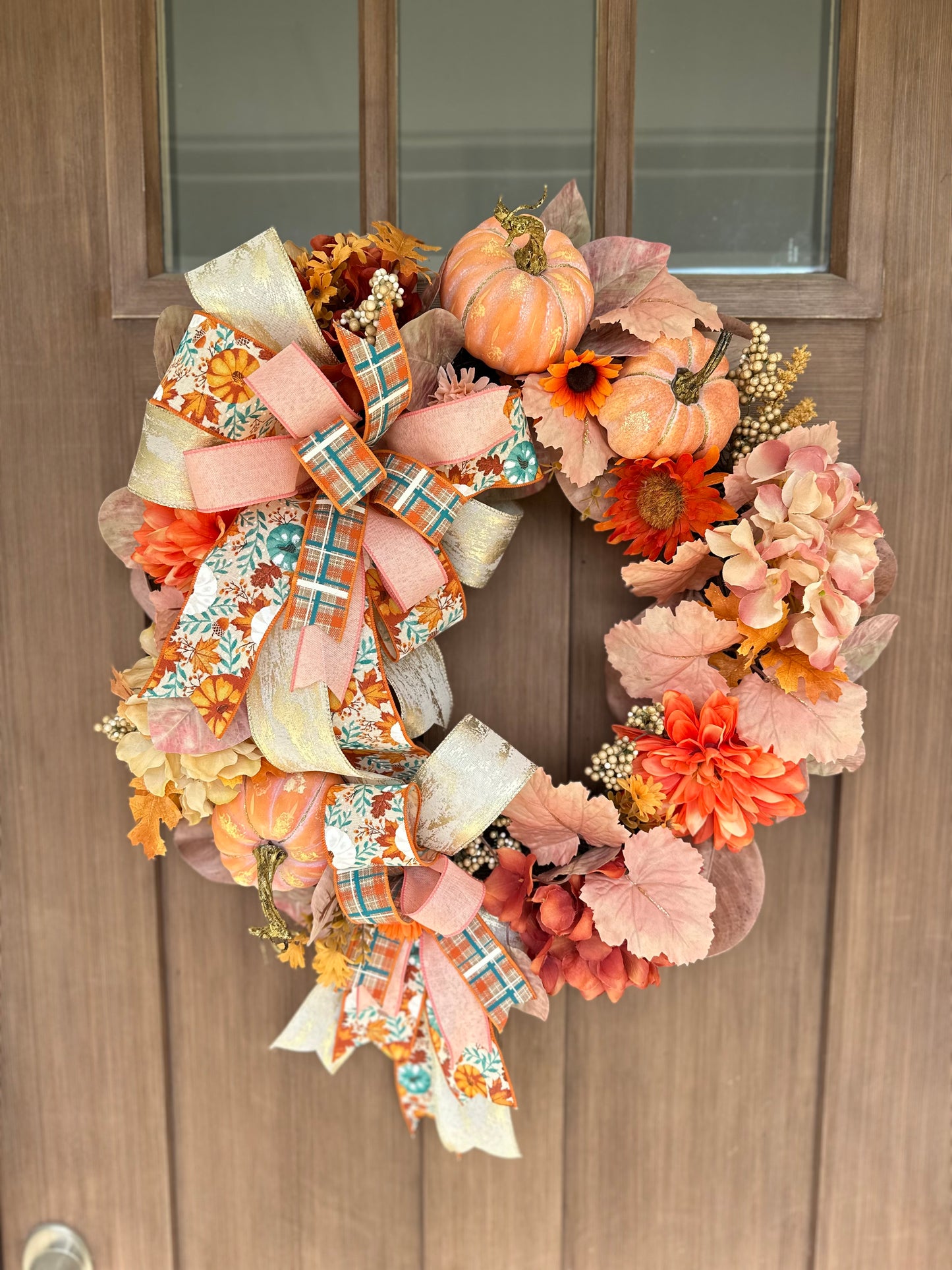 Blush Pumpkin & Floral Wreath