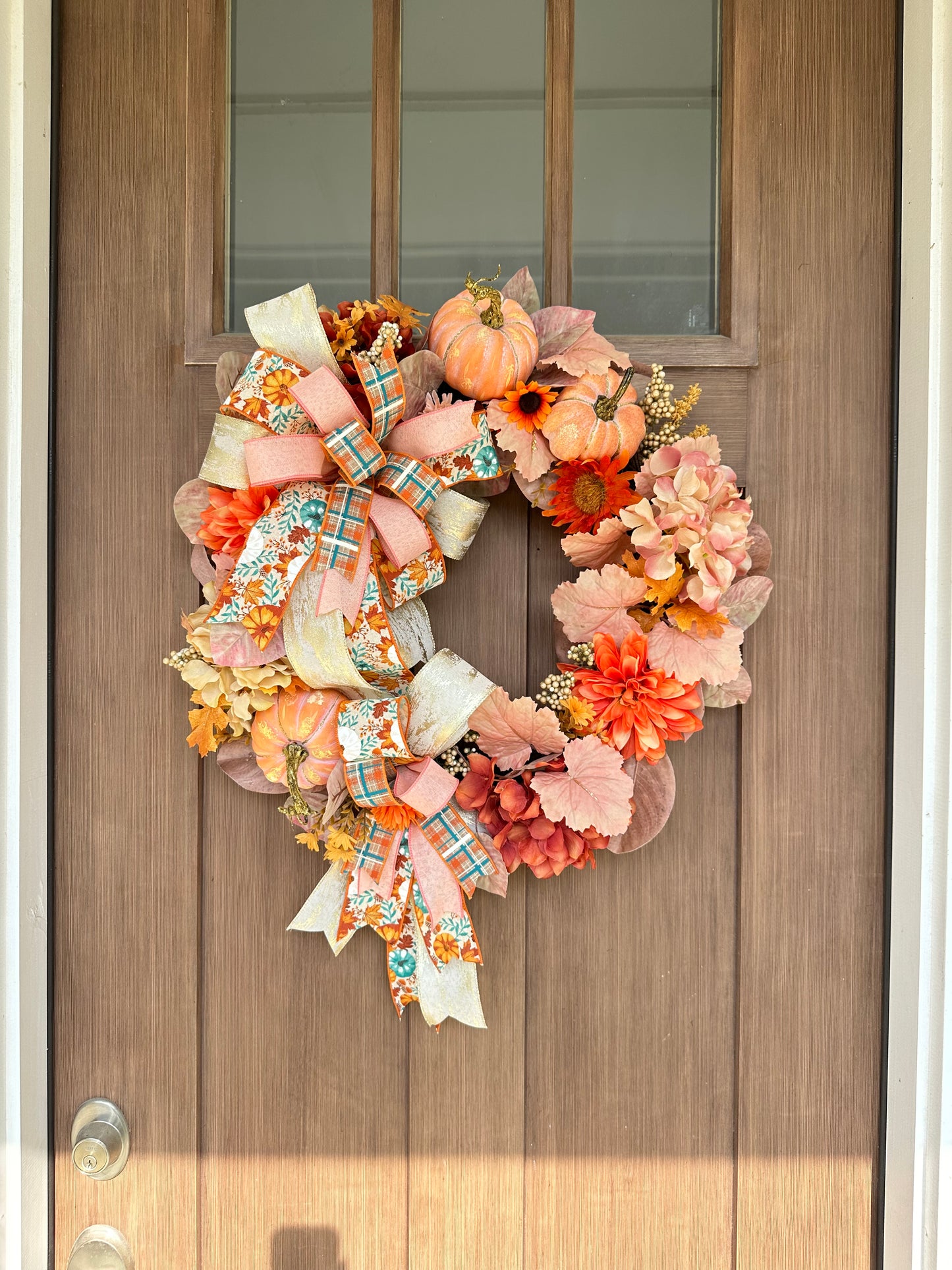 Blush Pumpkin & Floral Wreath