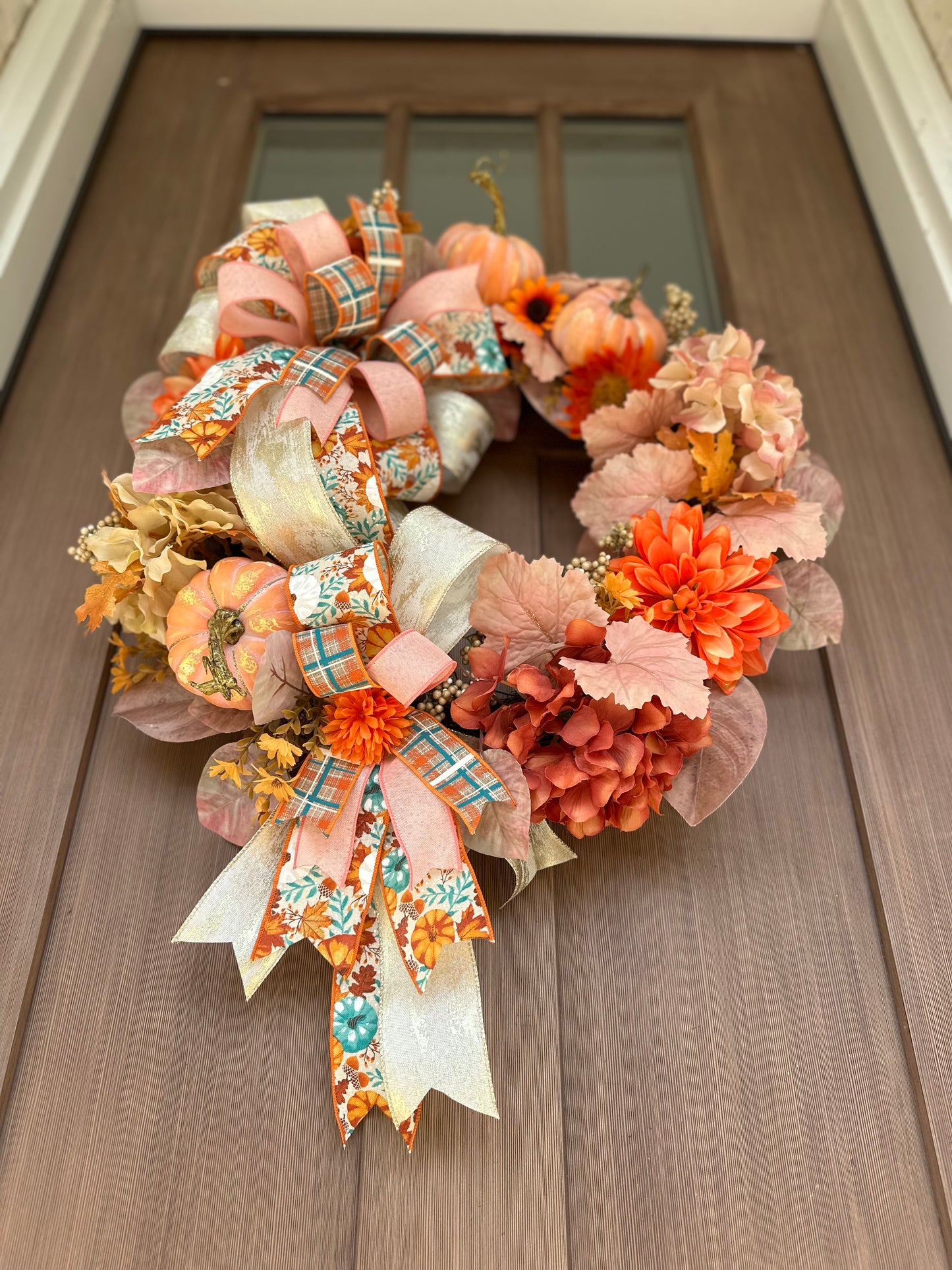 Blush Pumpkin & Floral Wreath