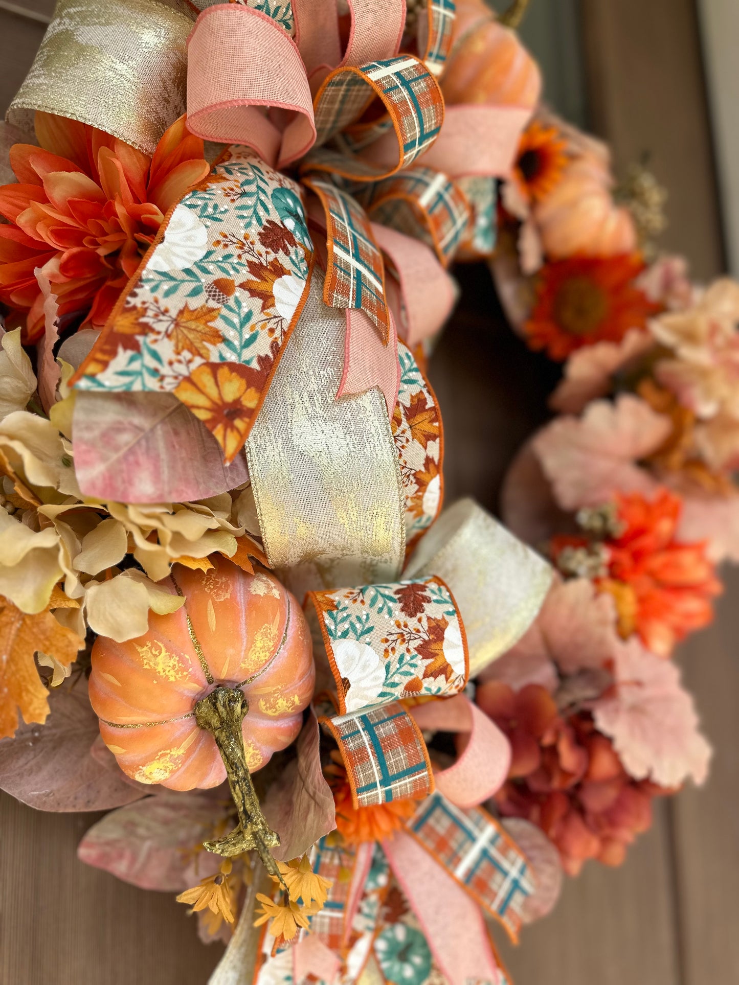 Blush Pumpkin & Floral Wreath