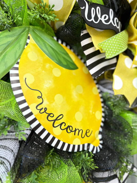 Welcome Lemon Sign Wreath