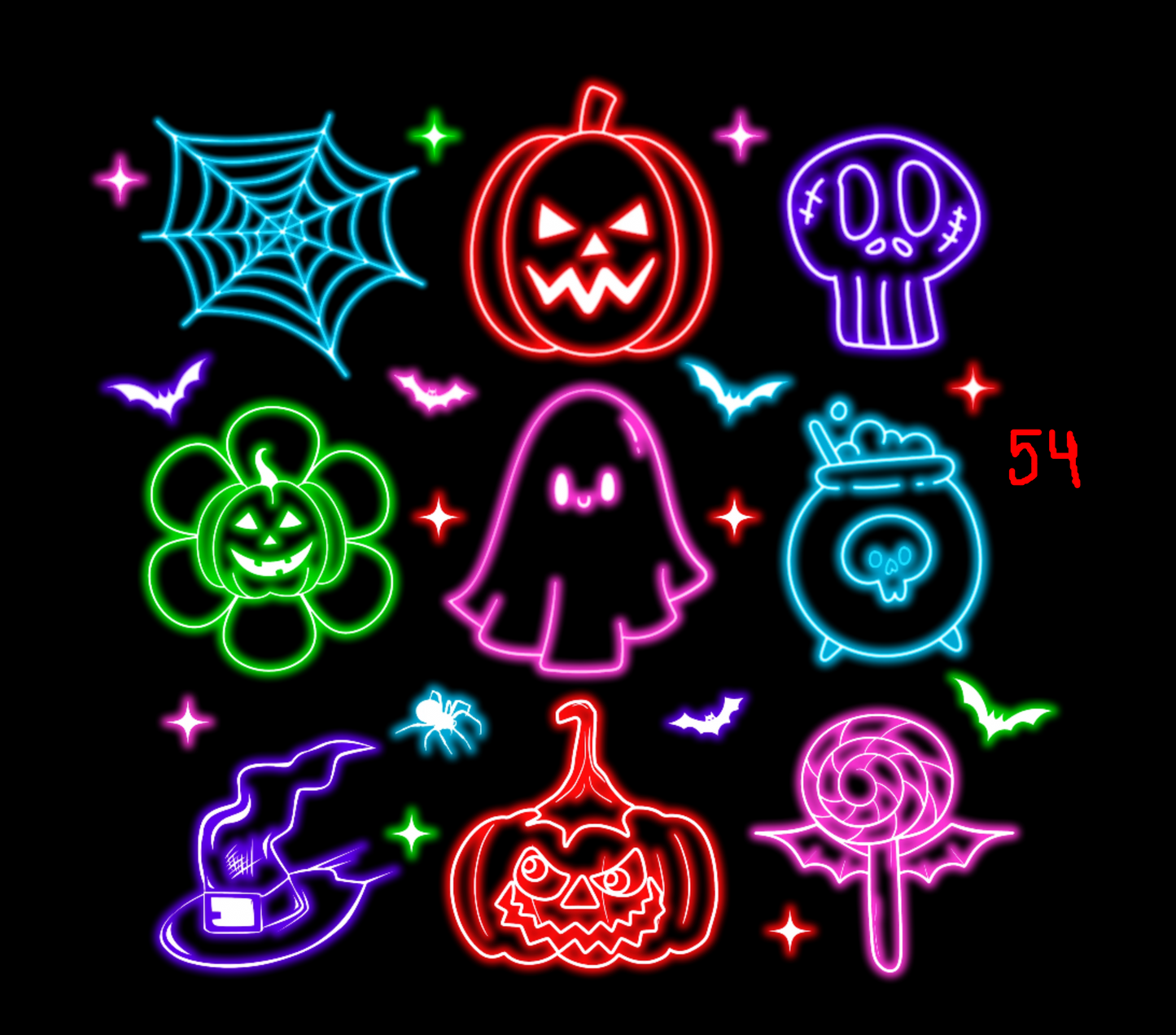 Halloween Neon T-shirt - (Designs 50 thru 58)