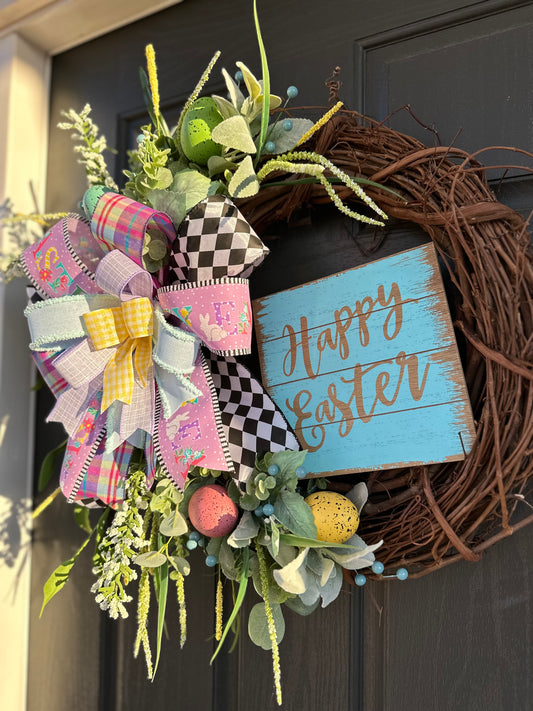 Happy Easter Grapevine Wreath - Blur