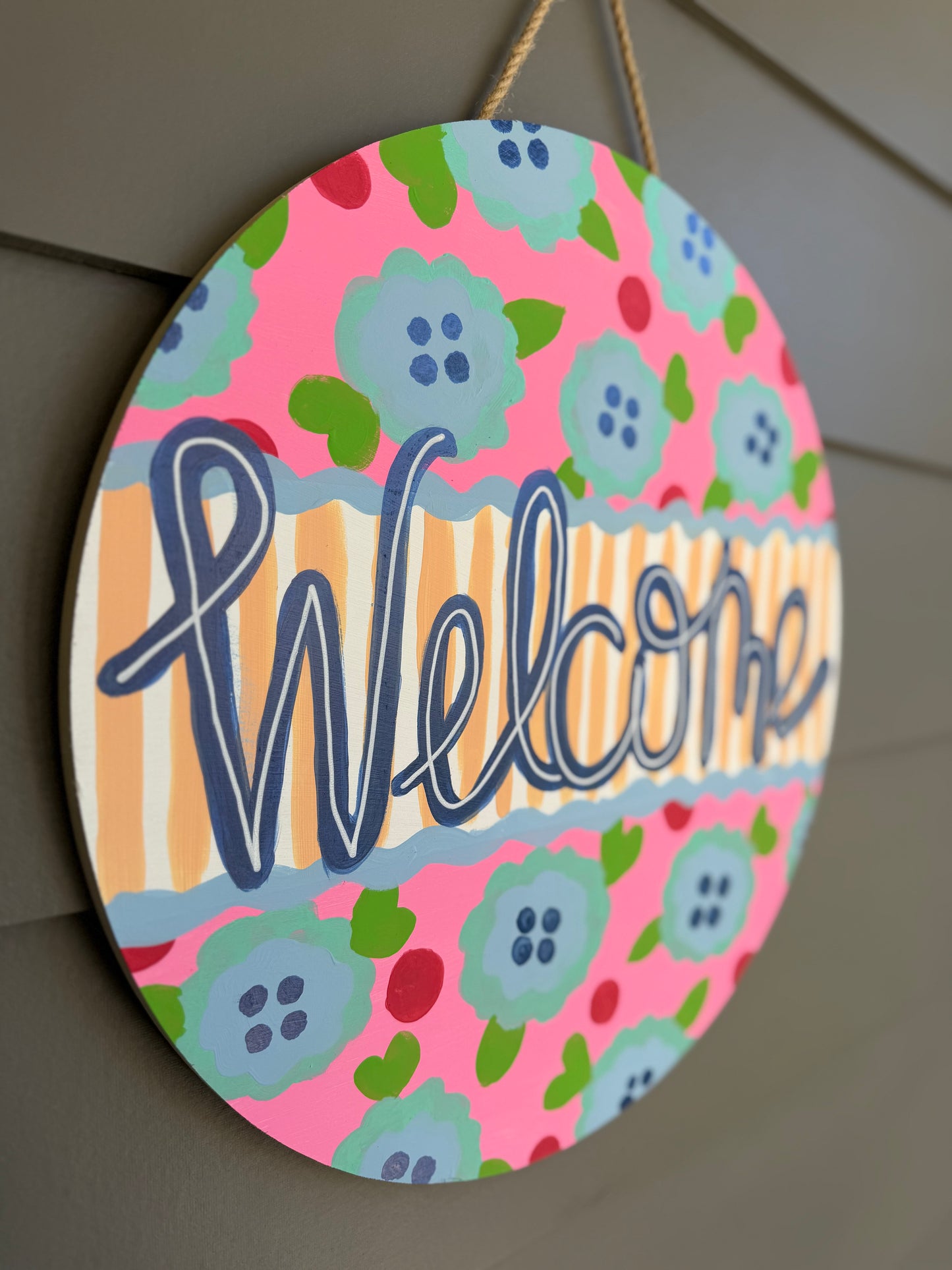 Welcome - Flowers and Stripes