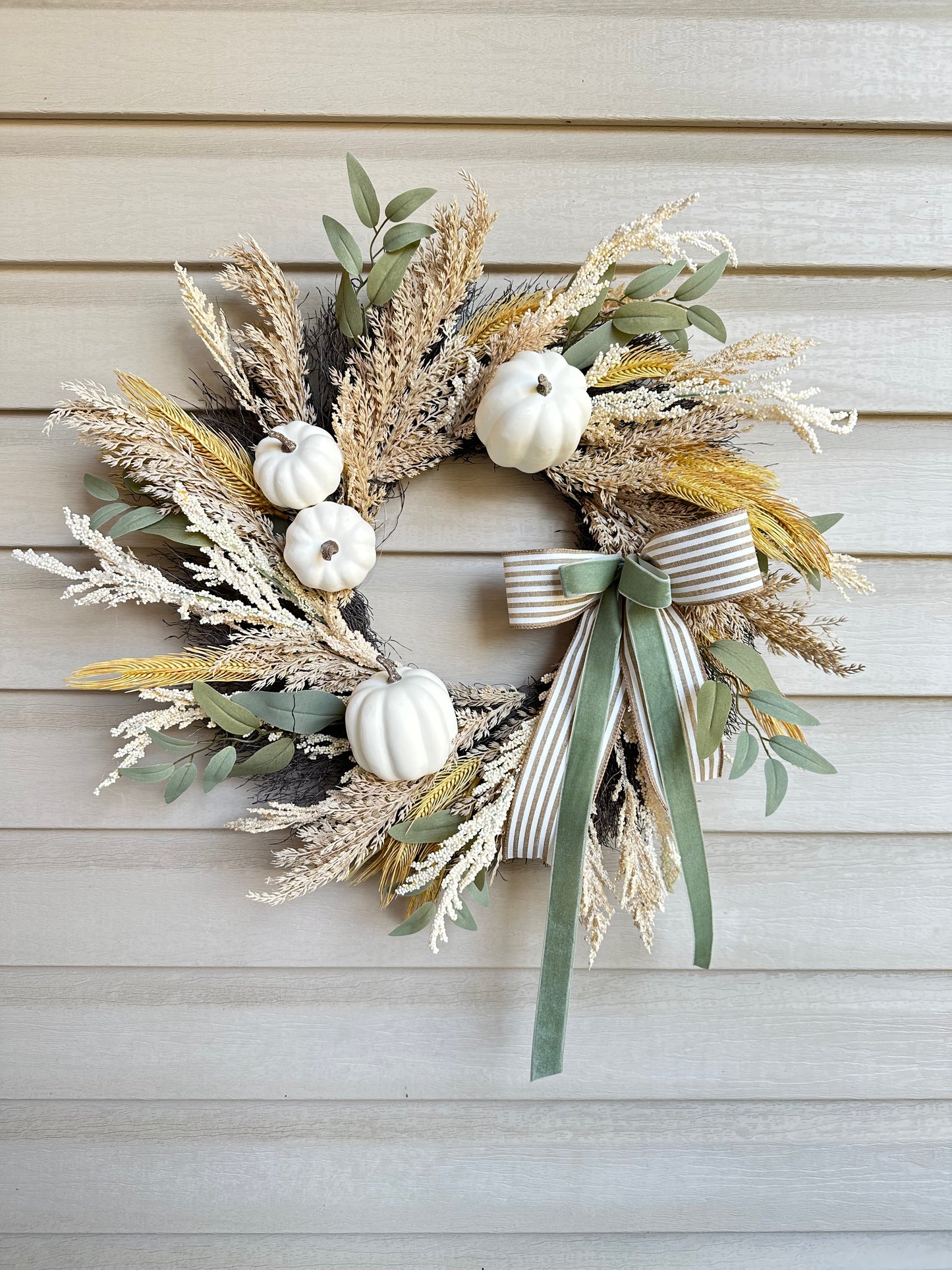 Natural Tone Pumpkin Wreath