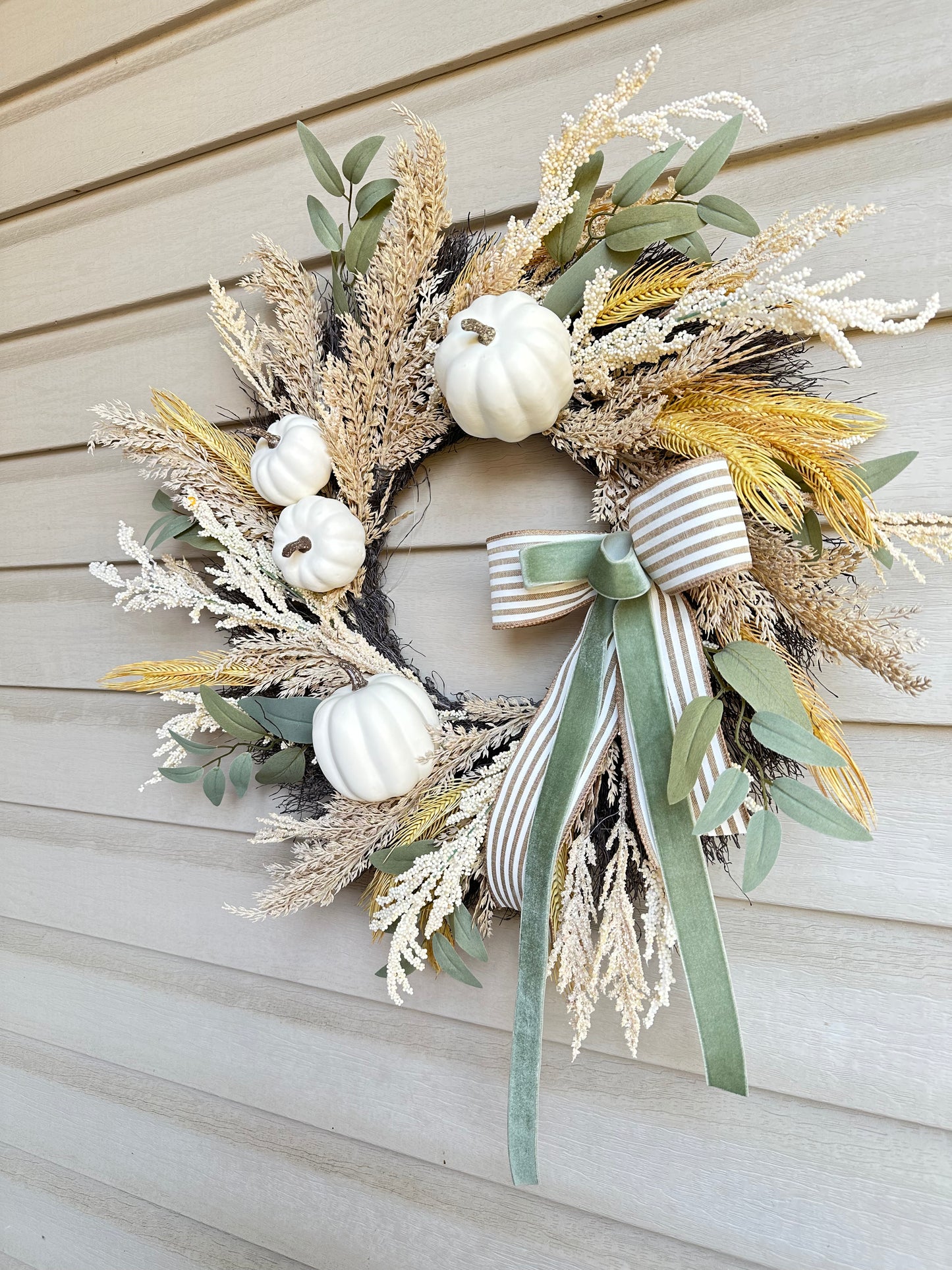 Natural Tone Pumpkin Wreath