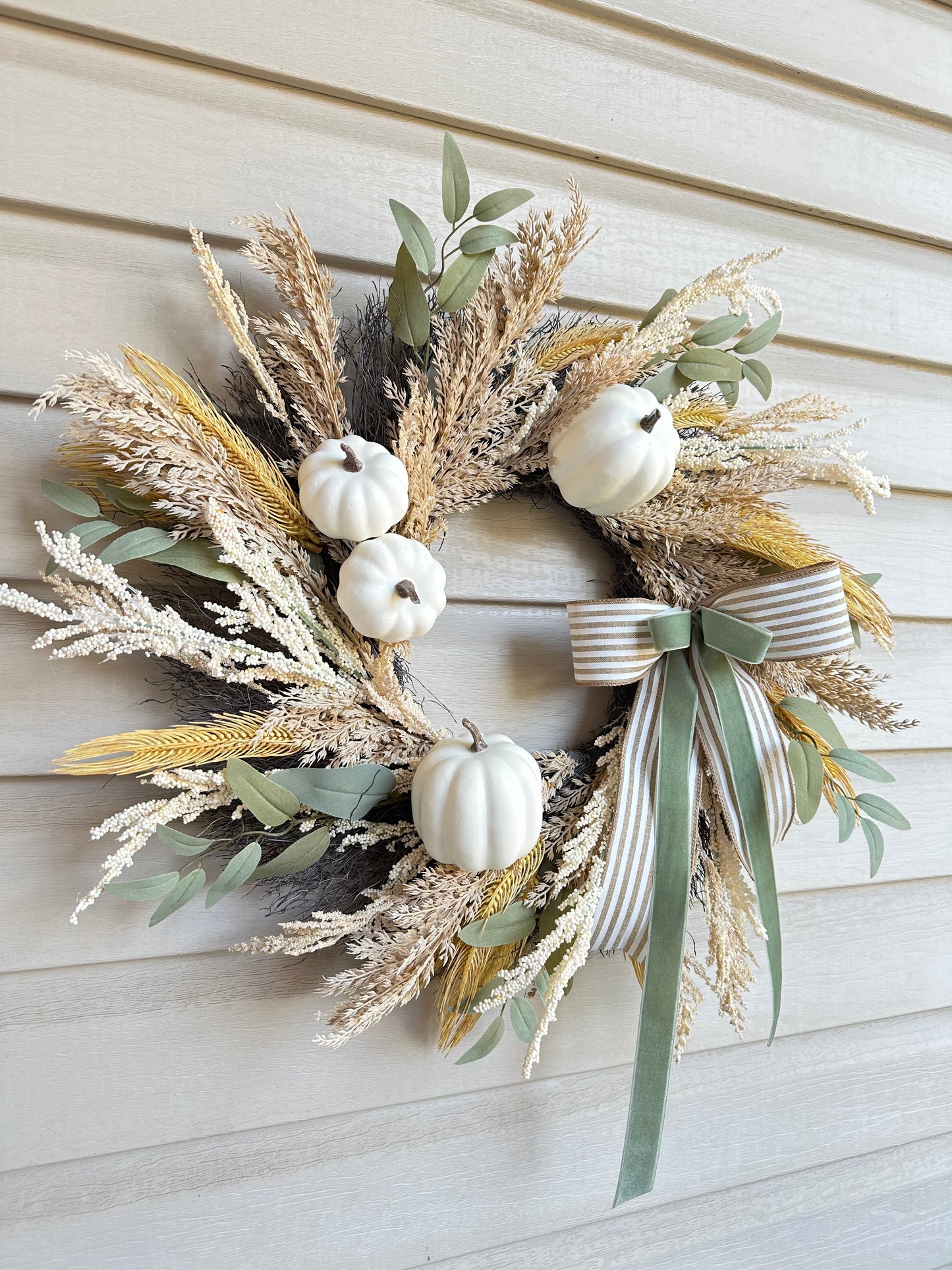 Natural Tone Pumpkin Wreath