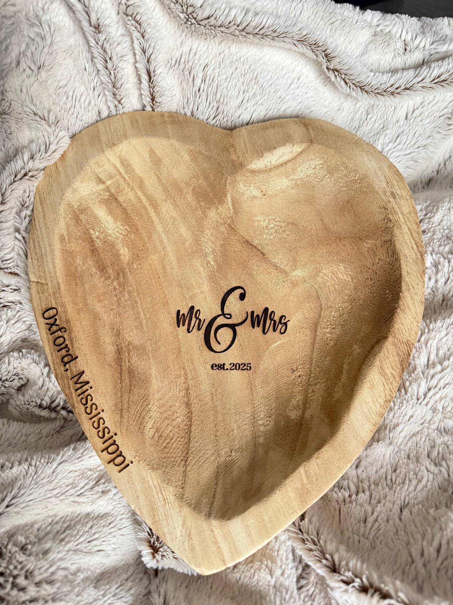 Engraved Wooden Heart Bowls