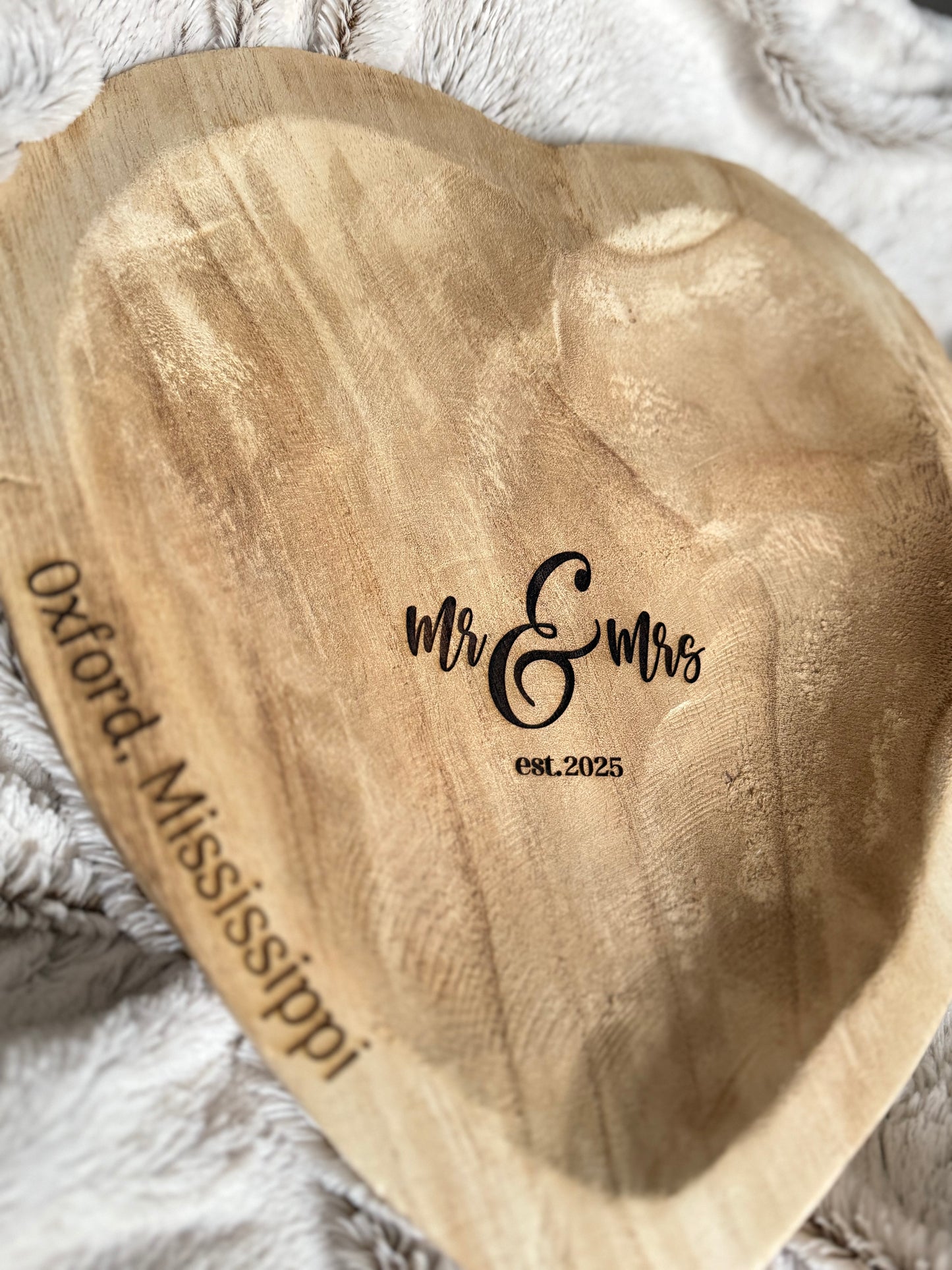 Engraved Wooden Heart Bowls