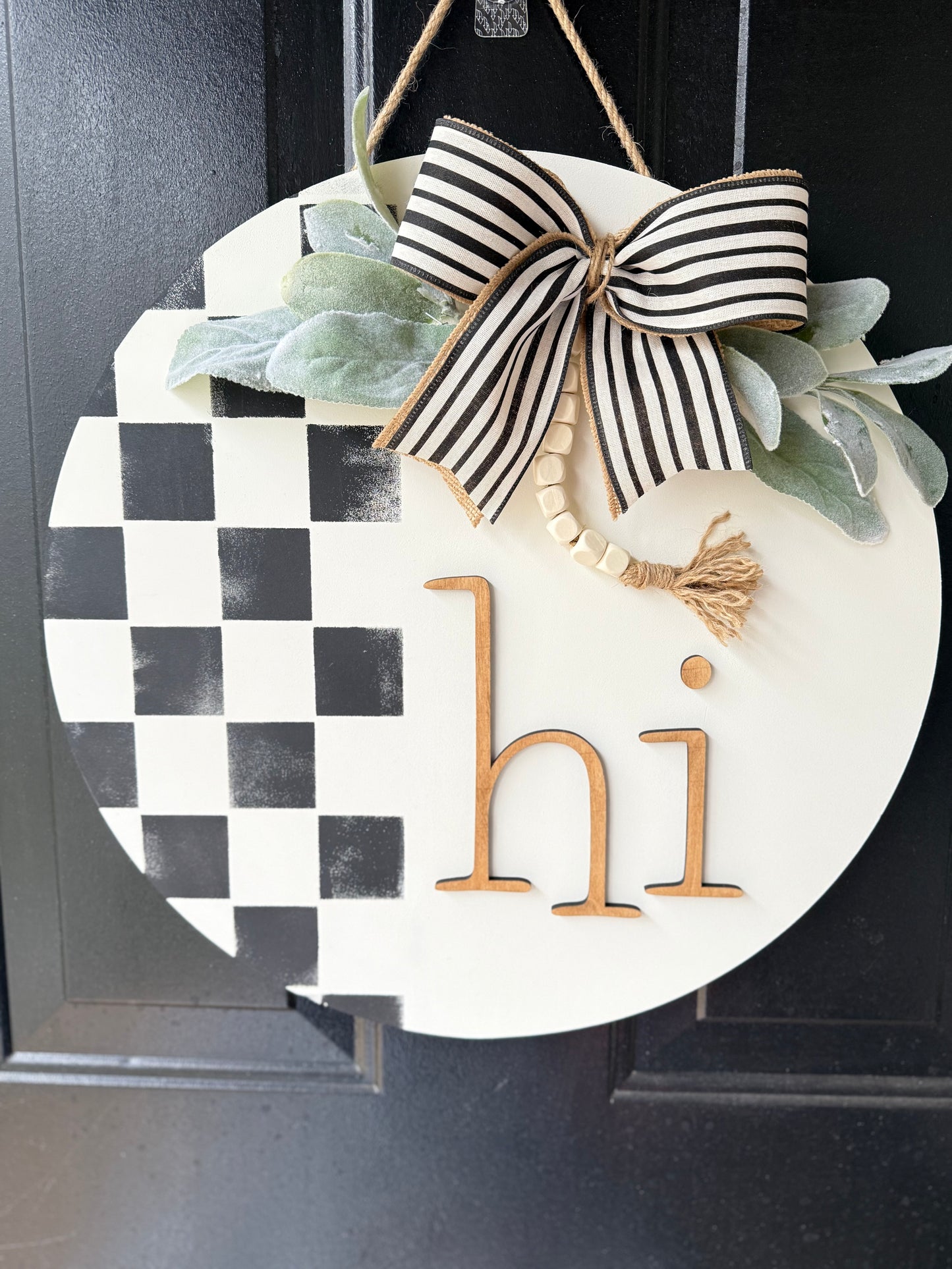 Checkered Hi Door Hanger - Black and White