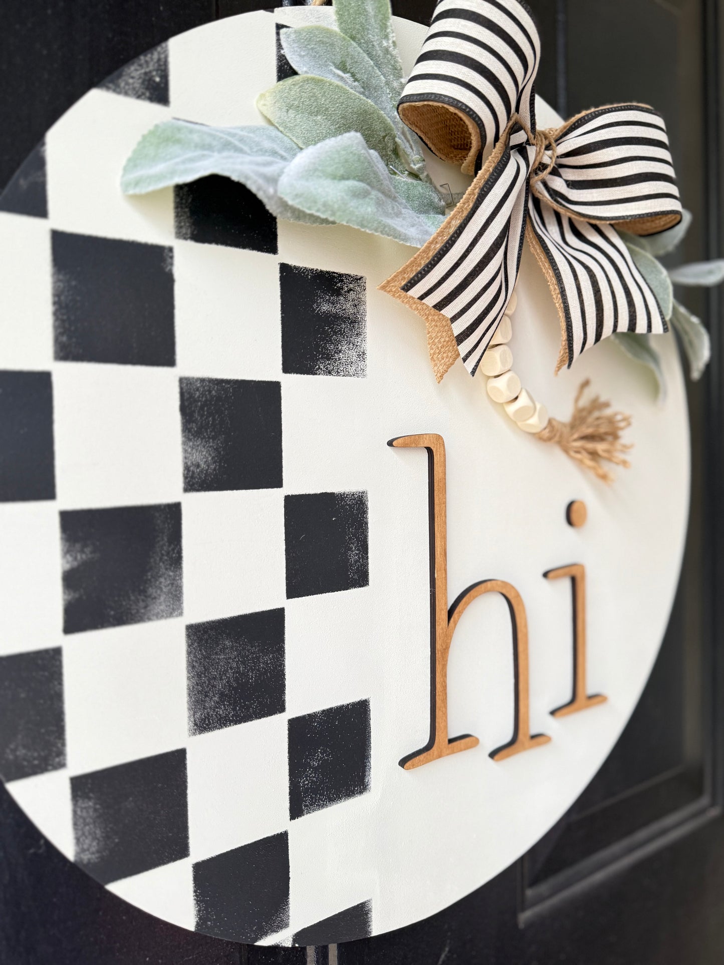 Checkered Hi Door Hanger - Black and White