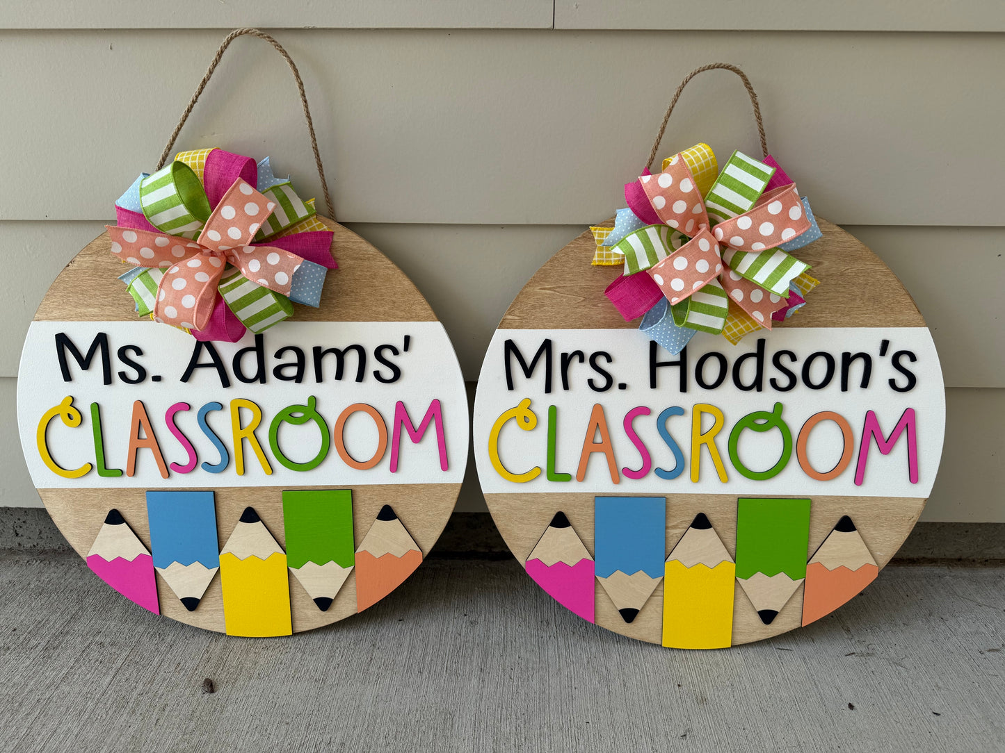 Teacher Name Colored Pencil Classroom Door Hanger