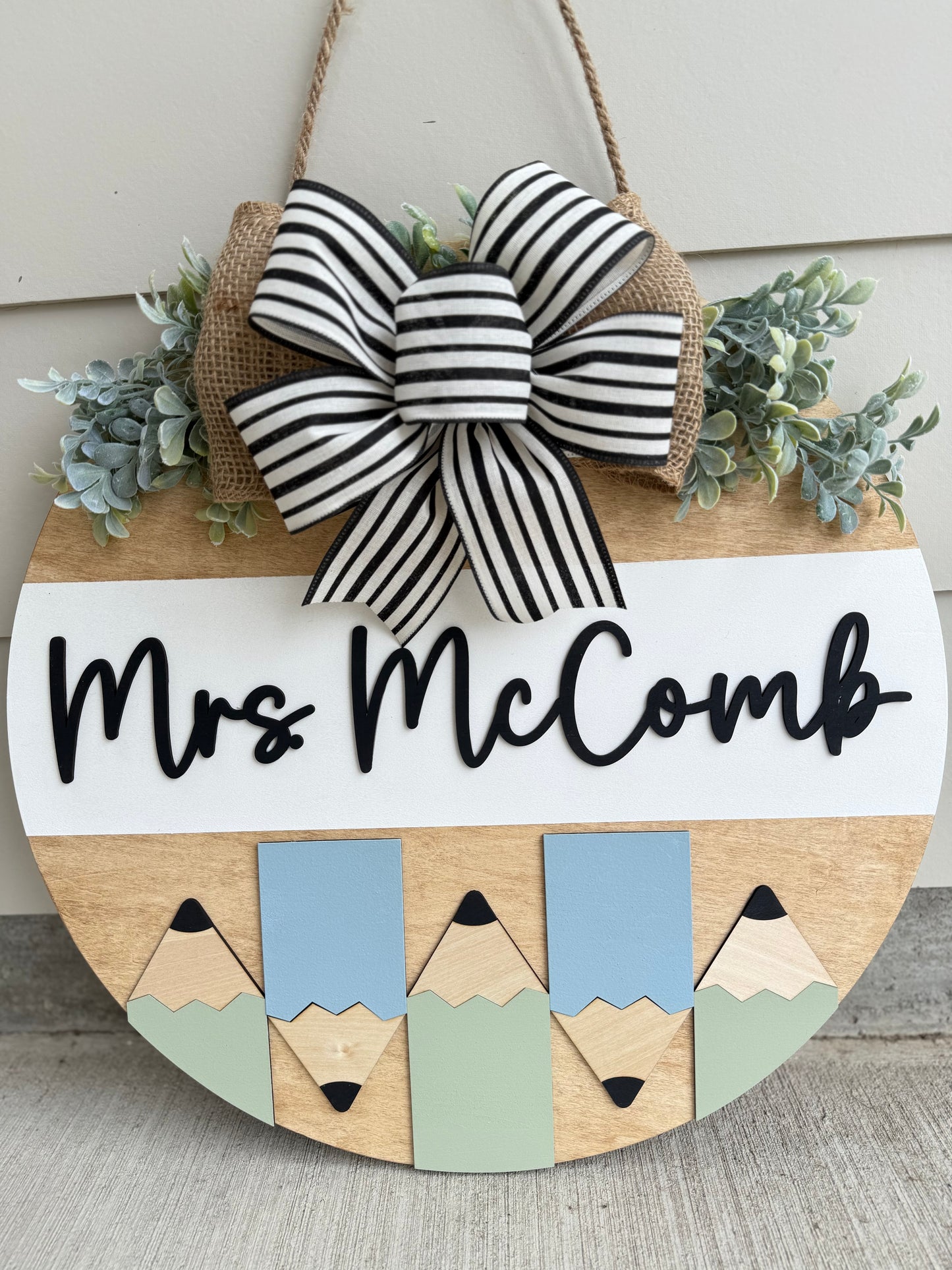 Teacher Name ONLY - Colored Pencil Door Hanger