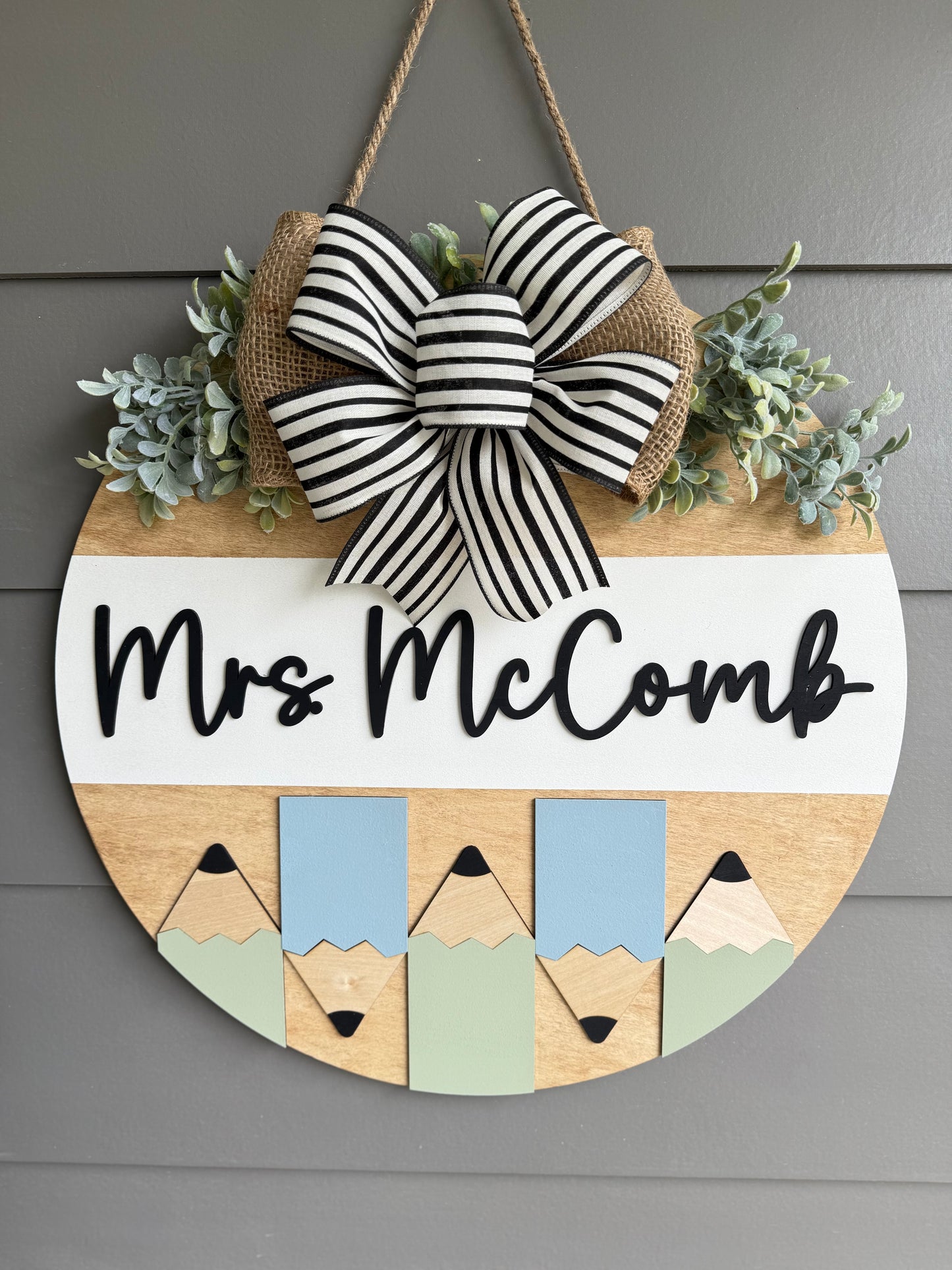 Teacher Name ONLY - Colored Pencil Door Hanger