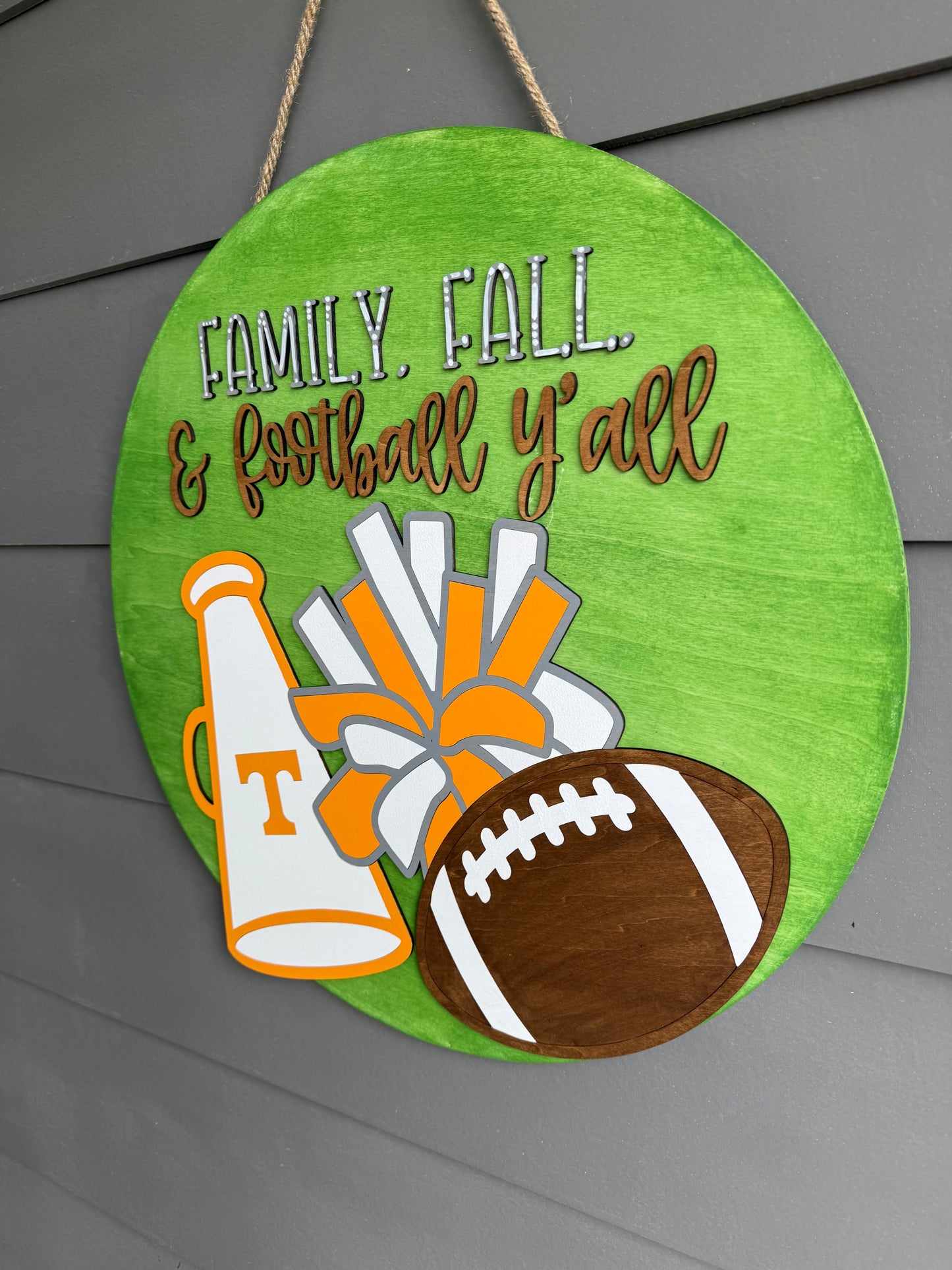 Tennessee Family, Fall and Football Door Hanger