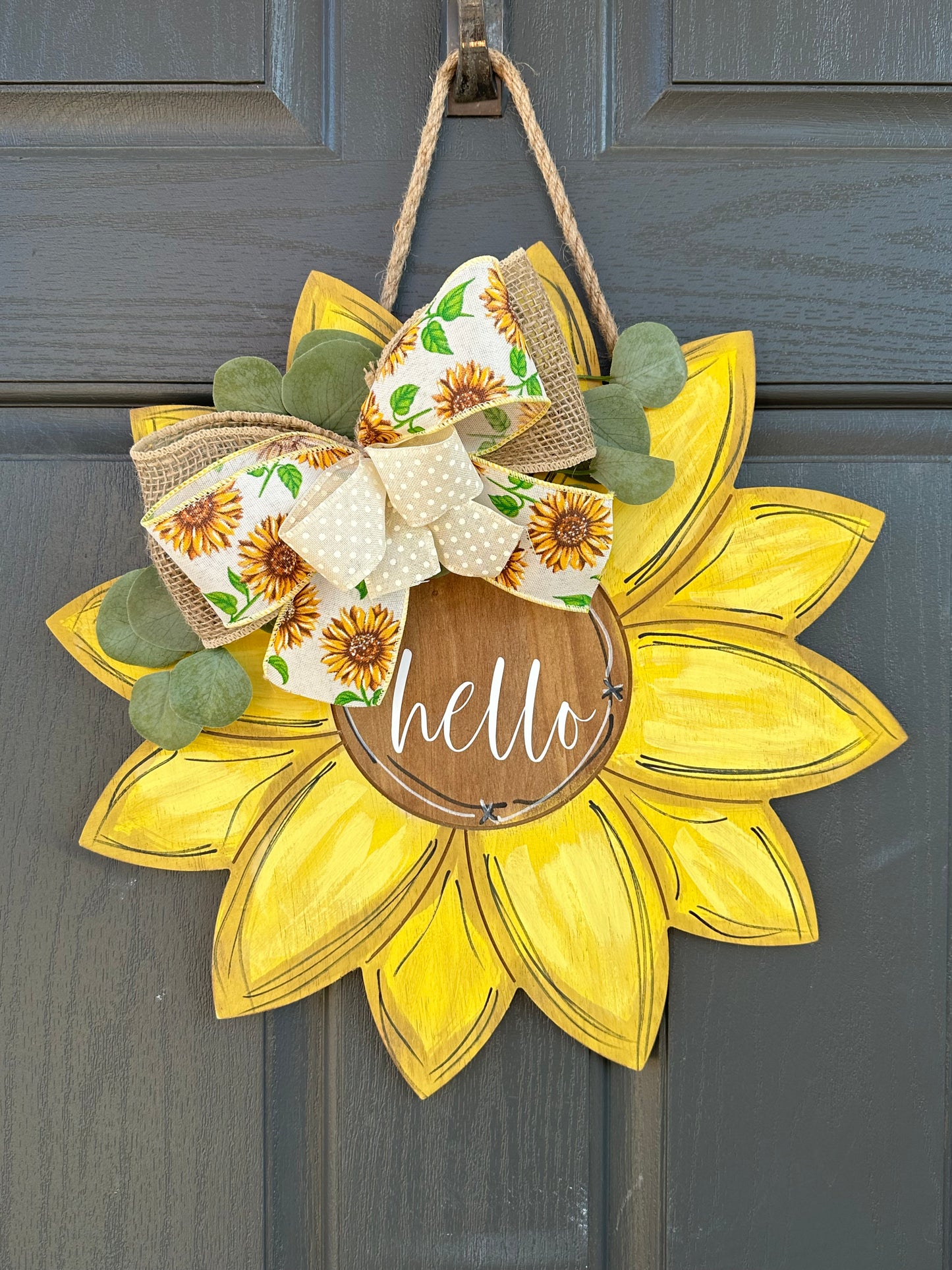 17.5” Sunflower Wood Door Hanger