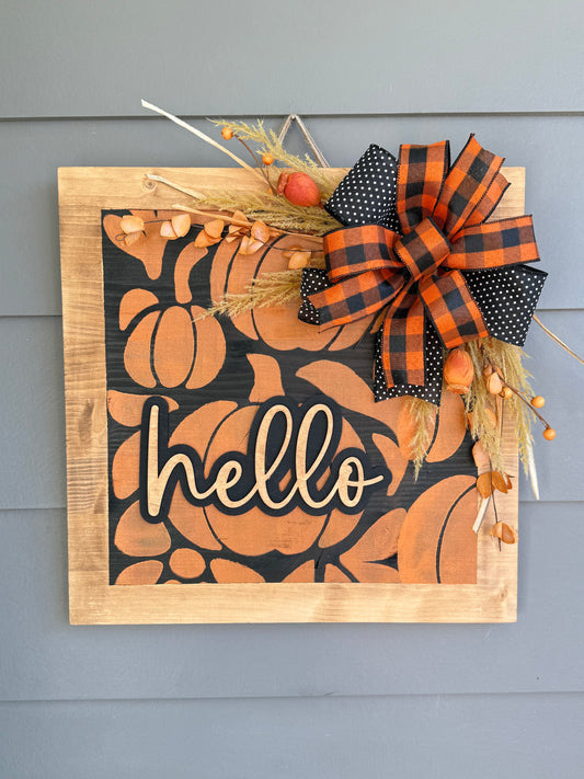 Fall Square Pumpkin PorchSet - Orange & Black
