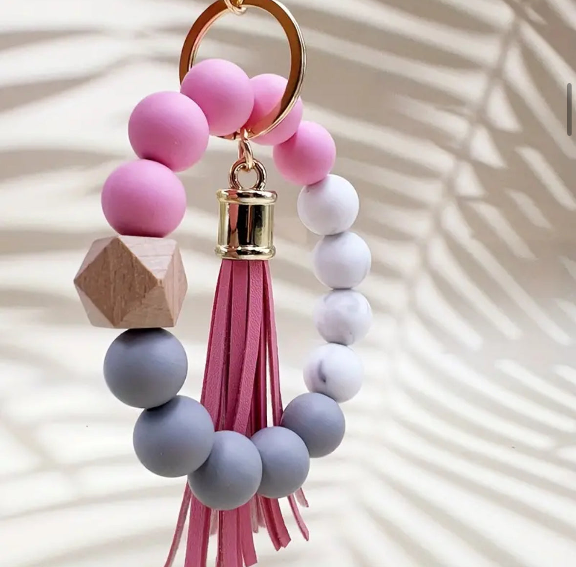 Tri Colored Silicone Wristlet Keychain - Marbled