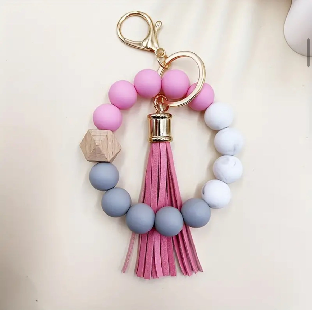 Tri Colored Silicone Wristlet Keychain - Marbled