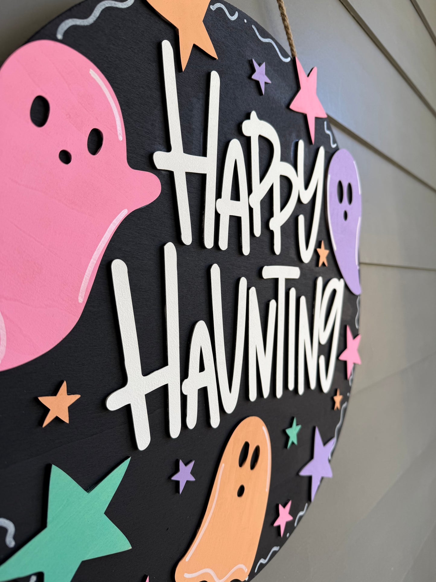 Happy Haunting Pastel Door Hanger