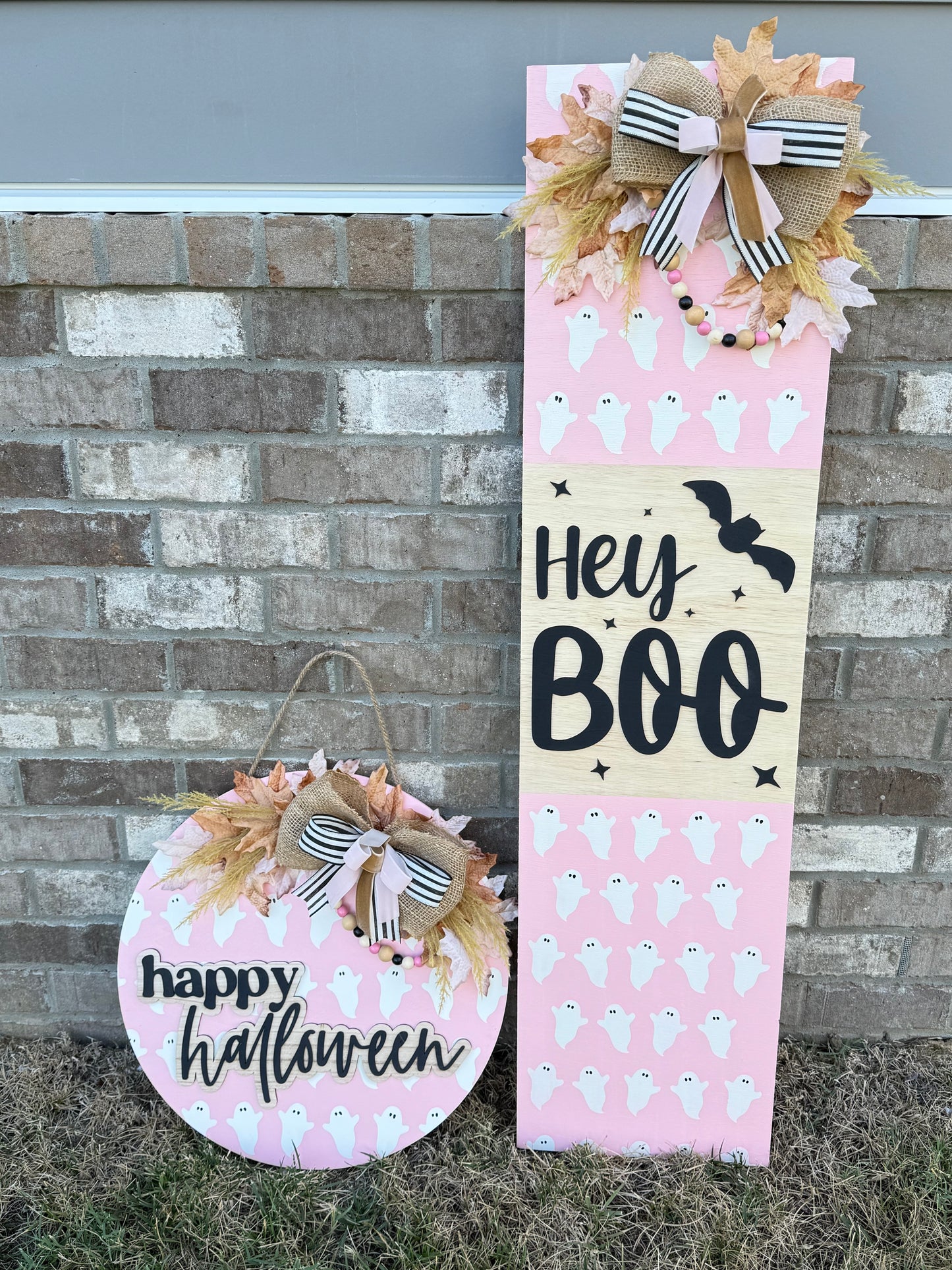 Pink Happy Halloween Porch Set