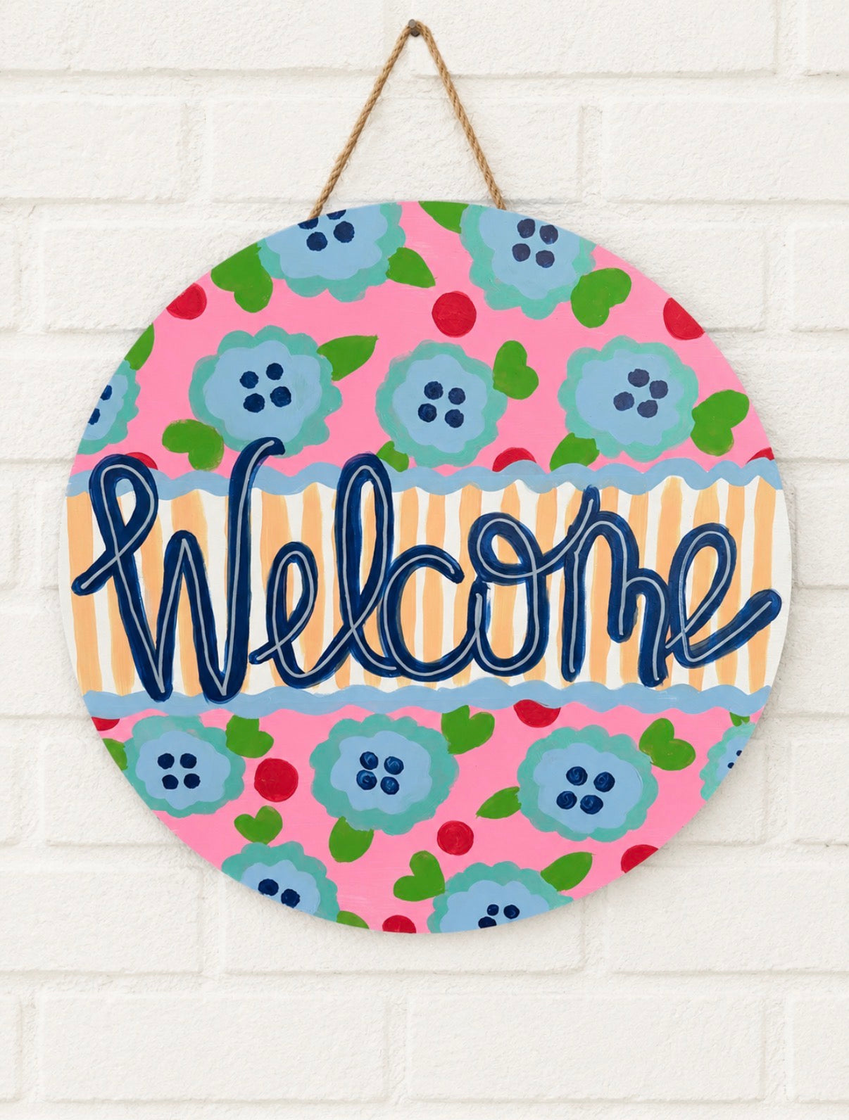 Welcome - Flowers and Stripes