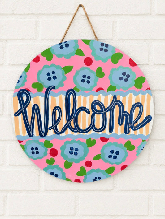Welcome - Flowers and Stripes