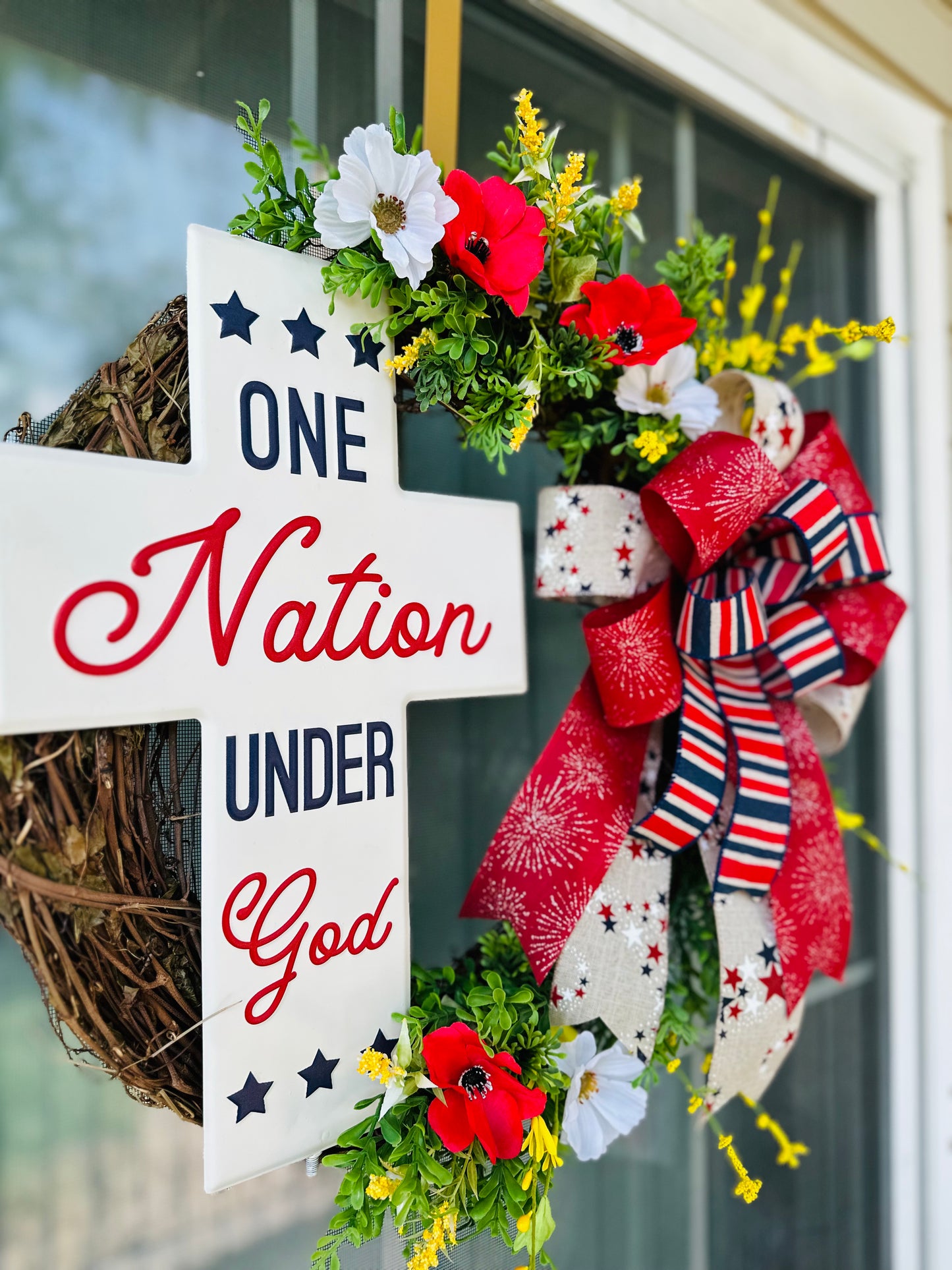 One Nation Under God Cross Wreath