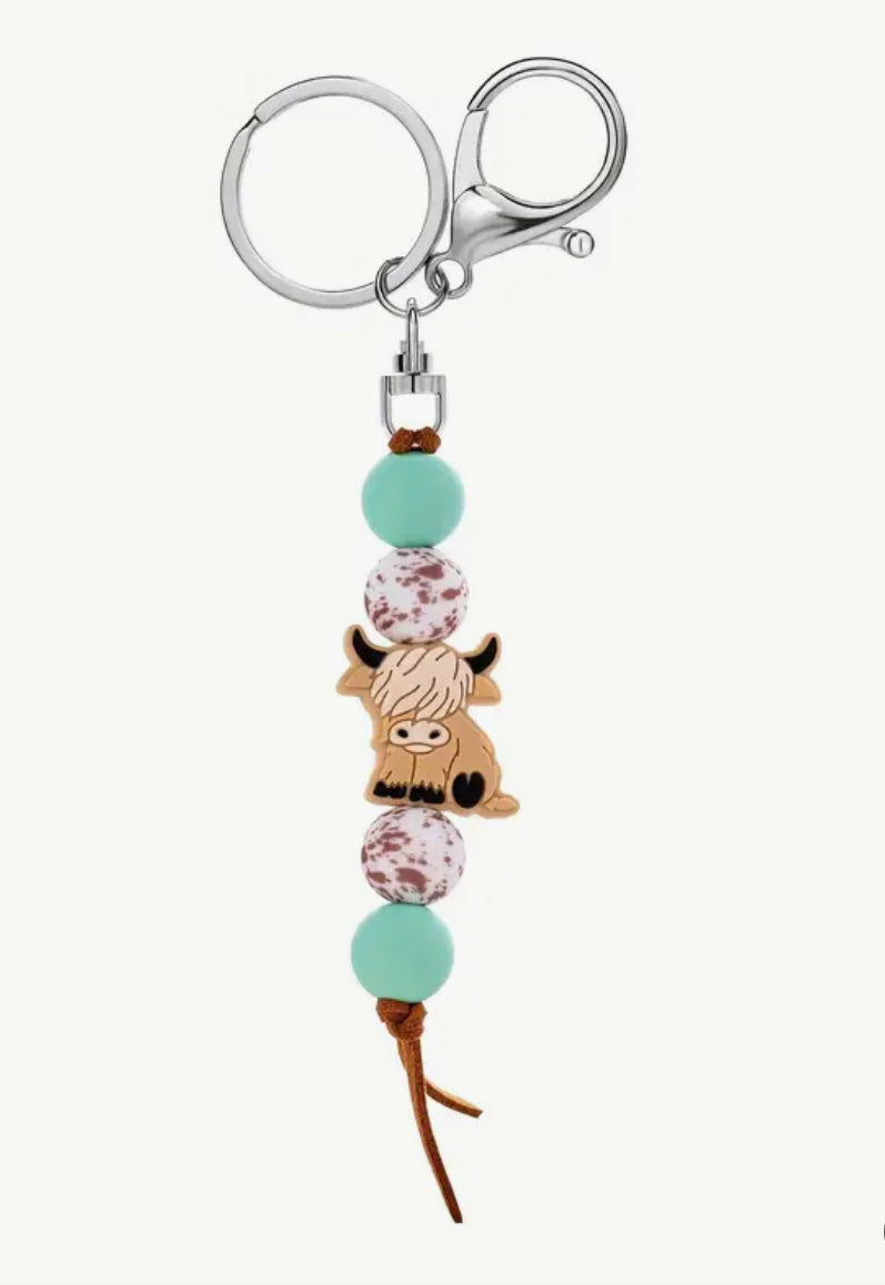 Highland Cow Silicone Pendant Keychain