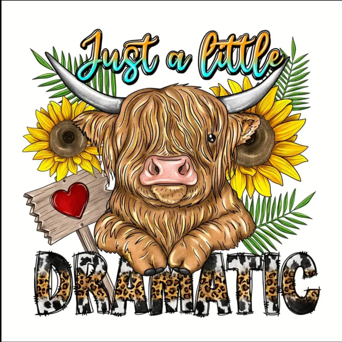 Sunflower Highland Cow Dramatic Tee