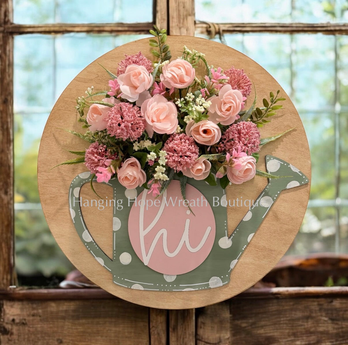 Floral Watering Can (Hi) - Door Hanger