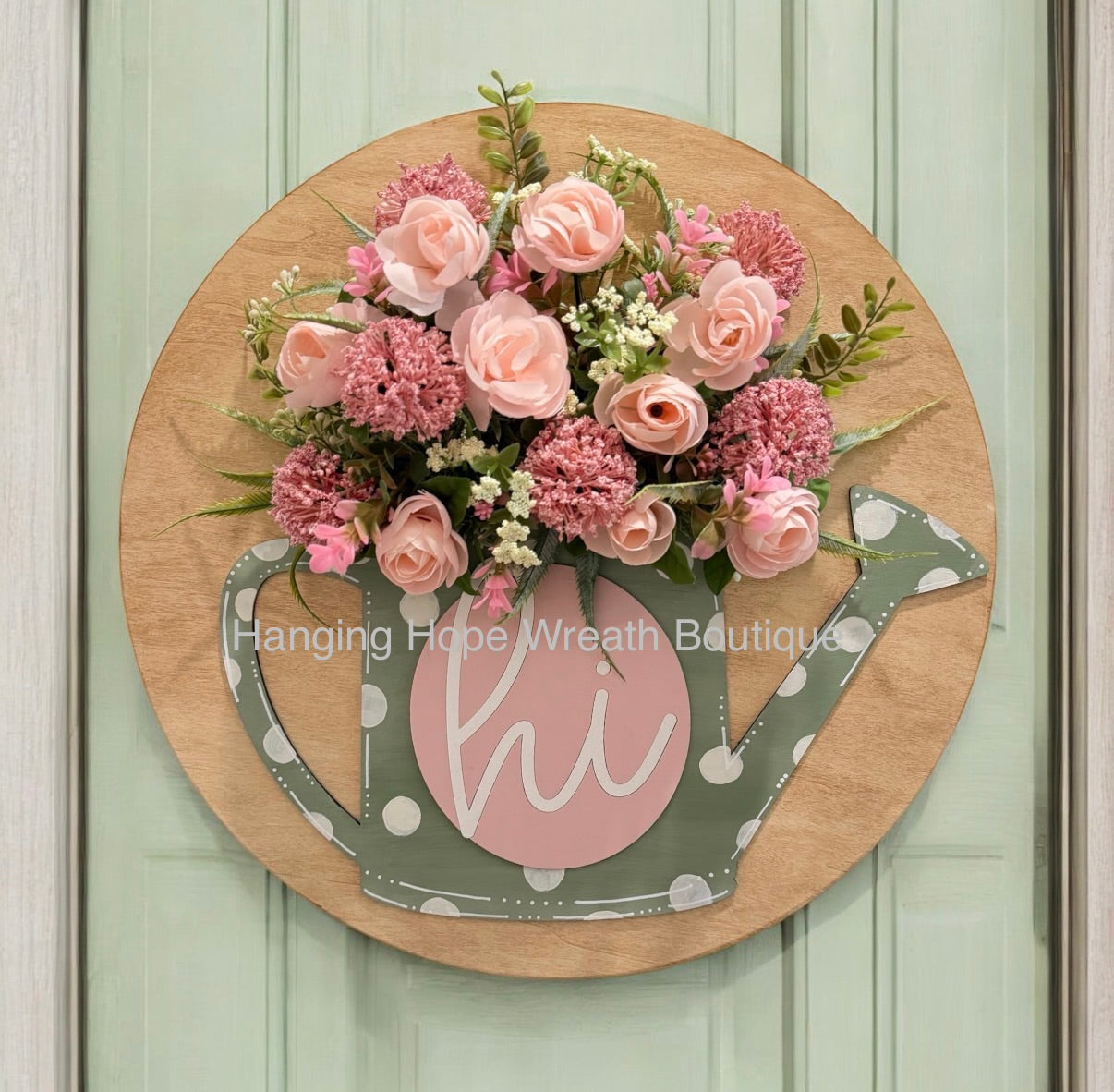 Floral Watering Can (Hi) - Door Hanger