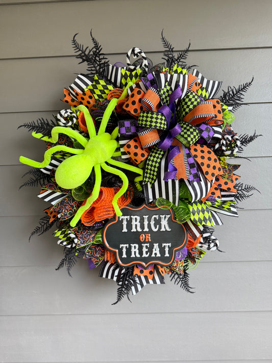Neon Spider Halloween Wreath