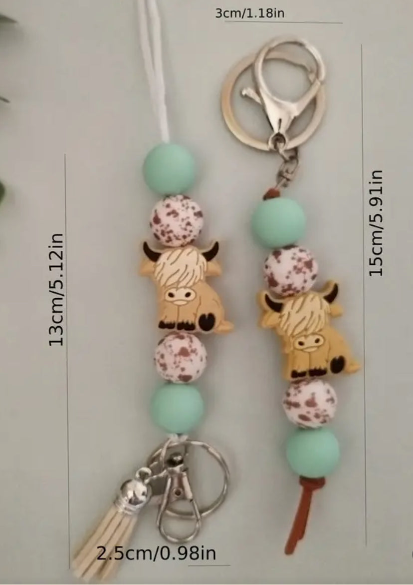 Highland Cow Silicone Pendant Keychain