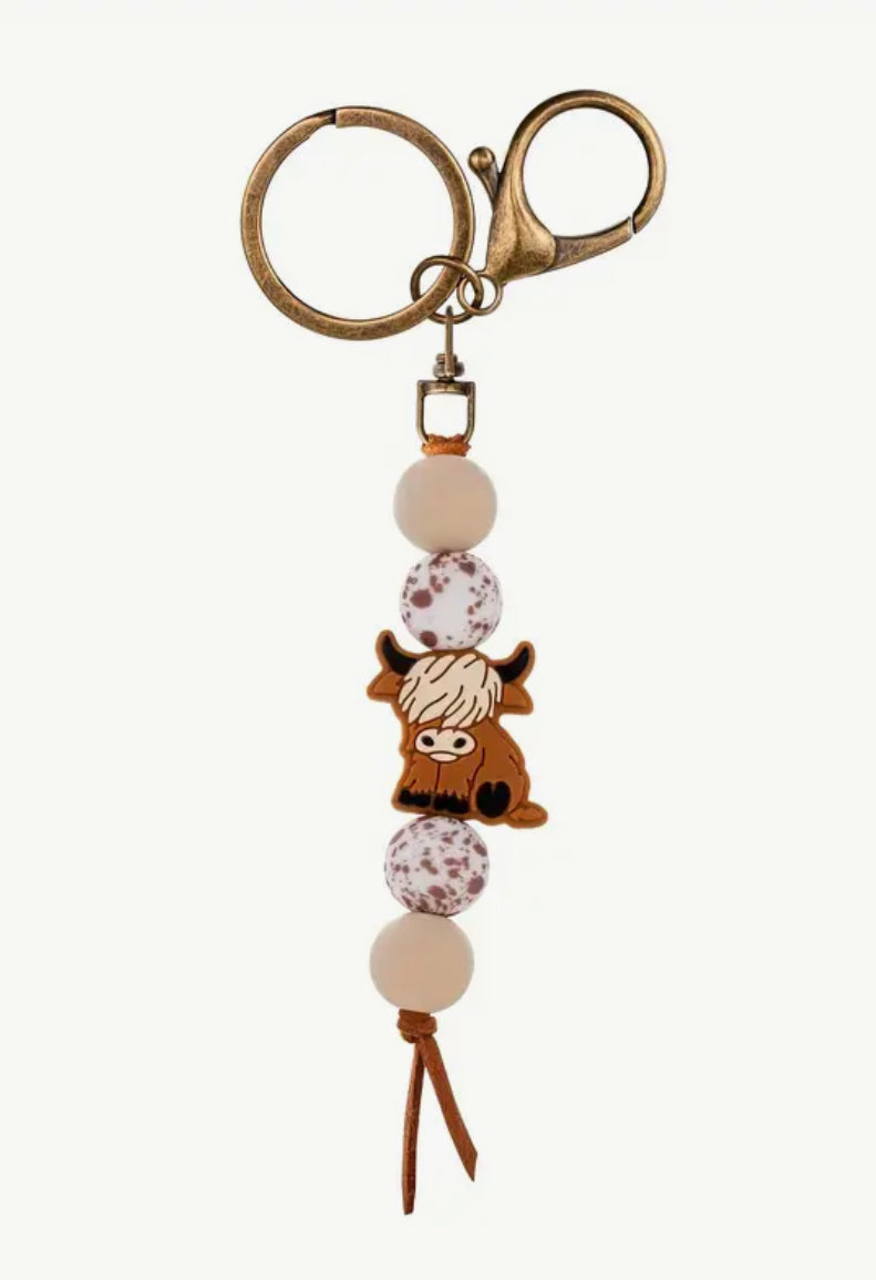 Highland Cow Silicone Pendant Keychain