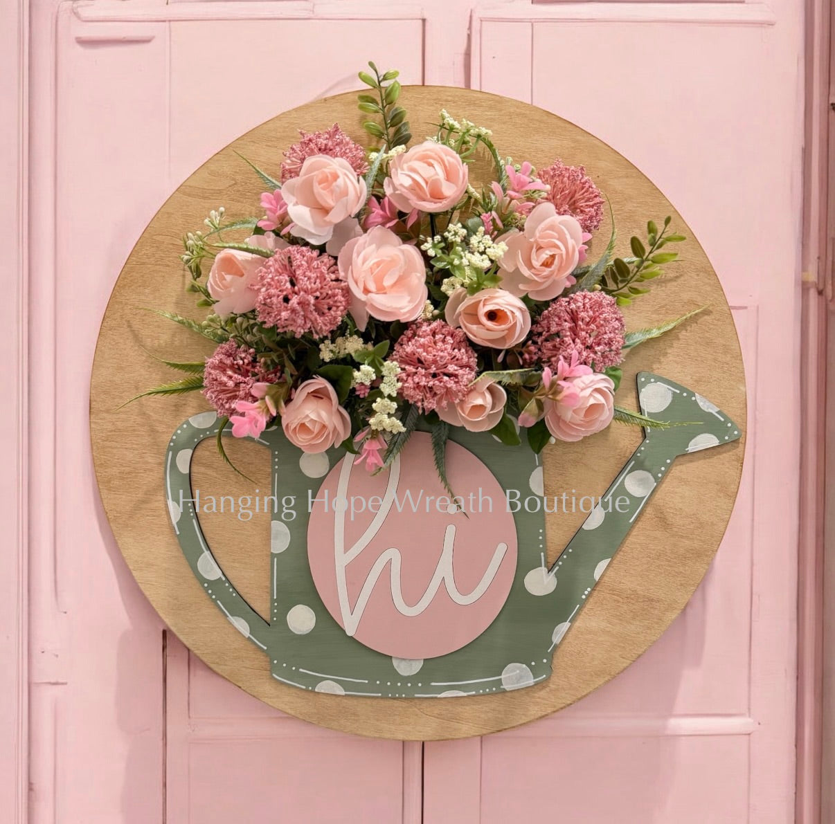 Floral Watering Can (Hi) - Door Hanger