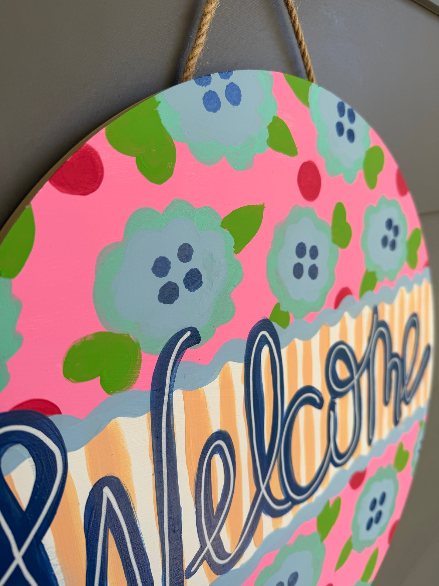 Welcome - Flowers and Stripes