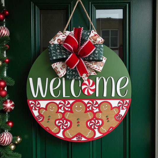 Gingerbread & Peppermint Welcome Hanger