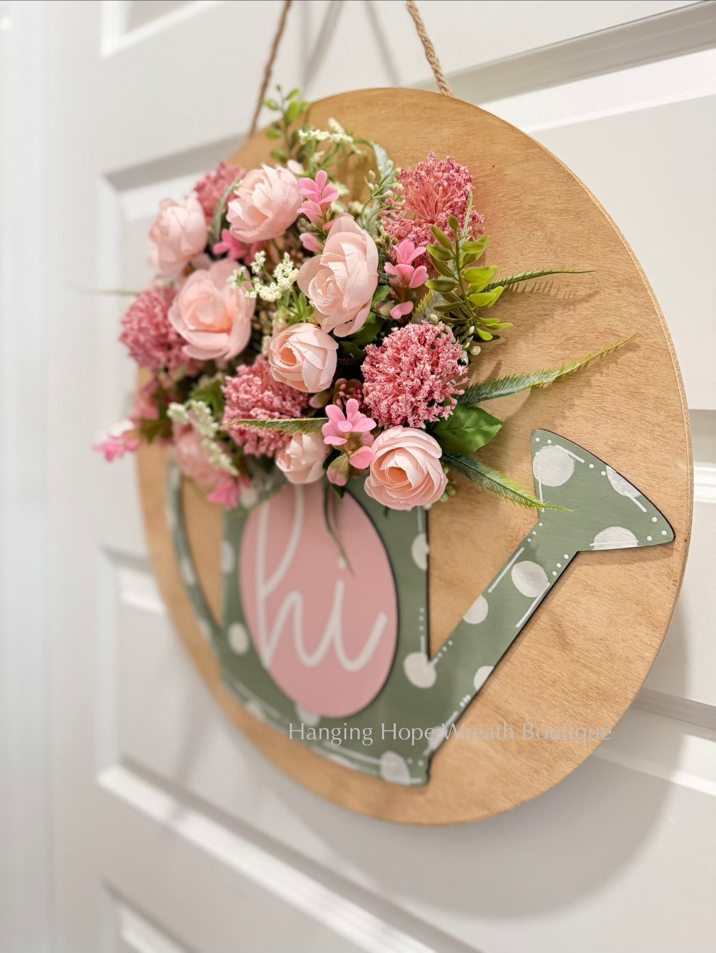 Floral Watering Can (Hi) - Door Hanger