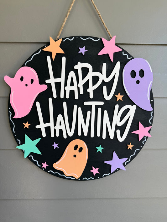 Happy Haunting Pastel Door Hanger