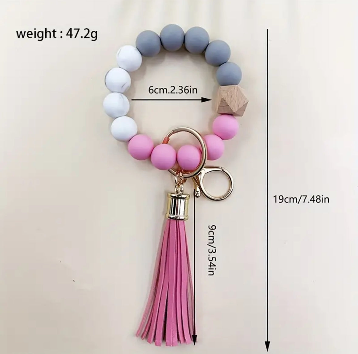 Tri Colored Silicone Wristlet Keychain - Marbled