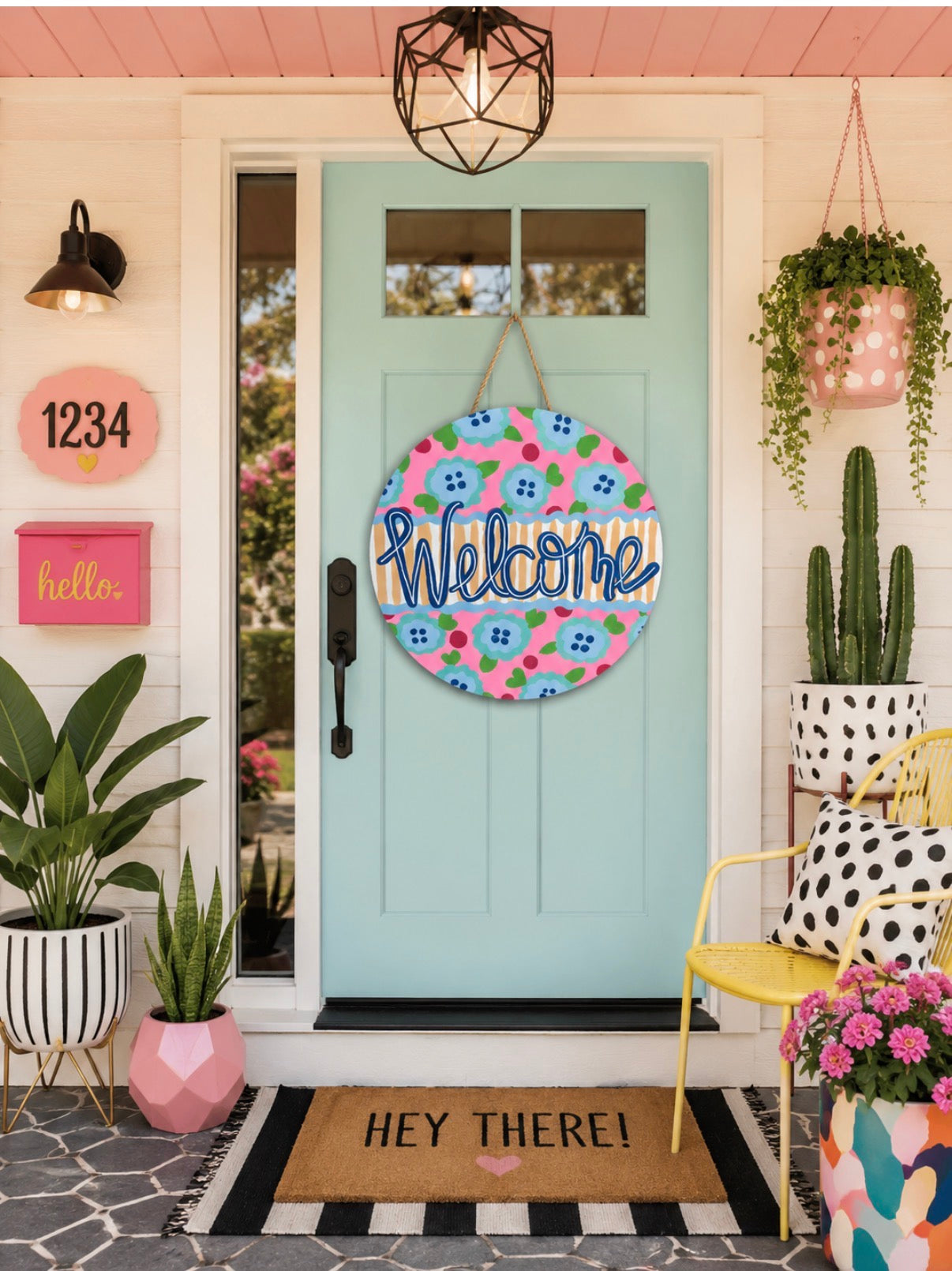 Welcome - Flowers and Stripes