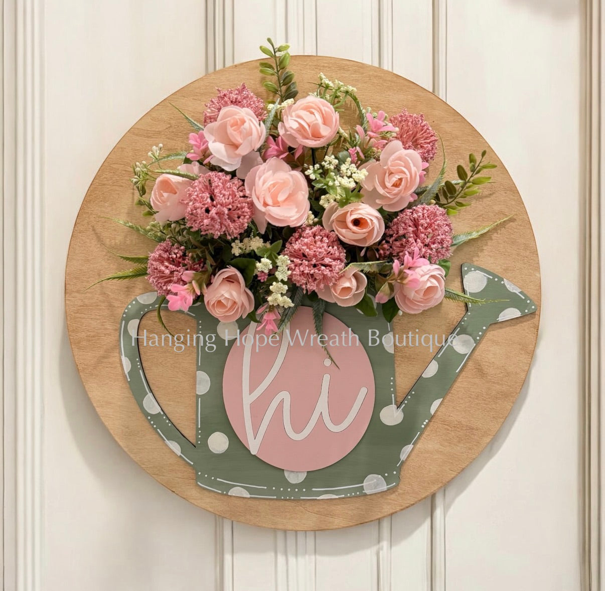 Floral Watering Can (Hi) - Door Hanger