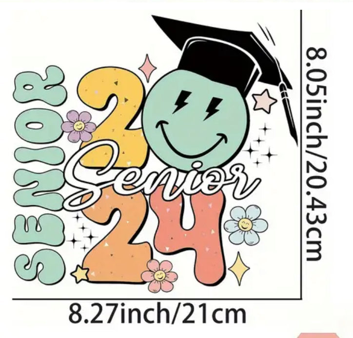 Senior 2024- Smiley Graduation Cap Tee