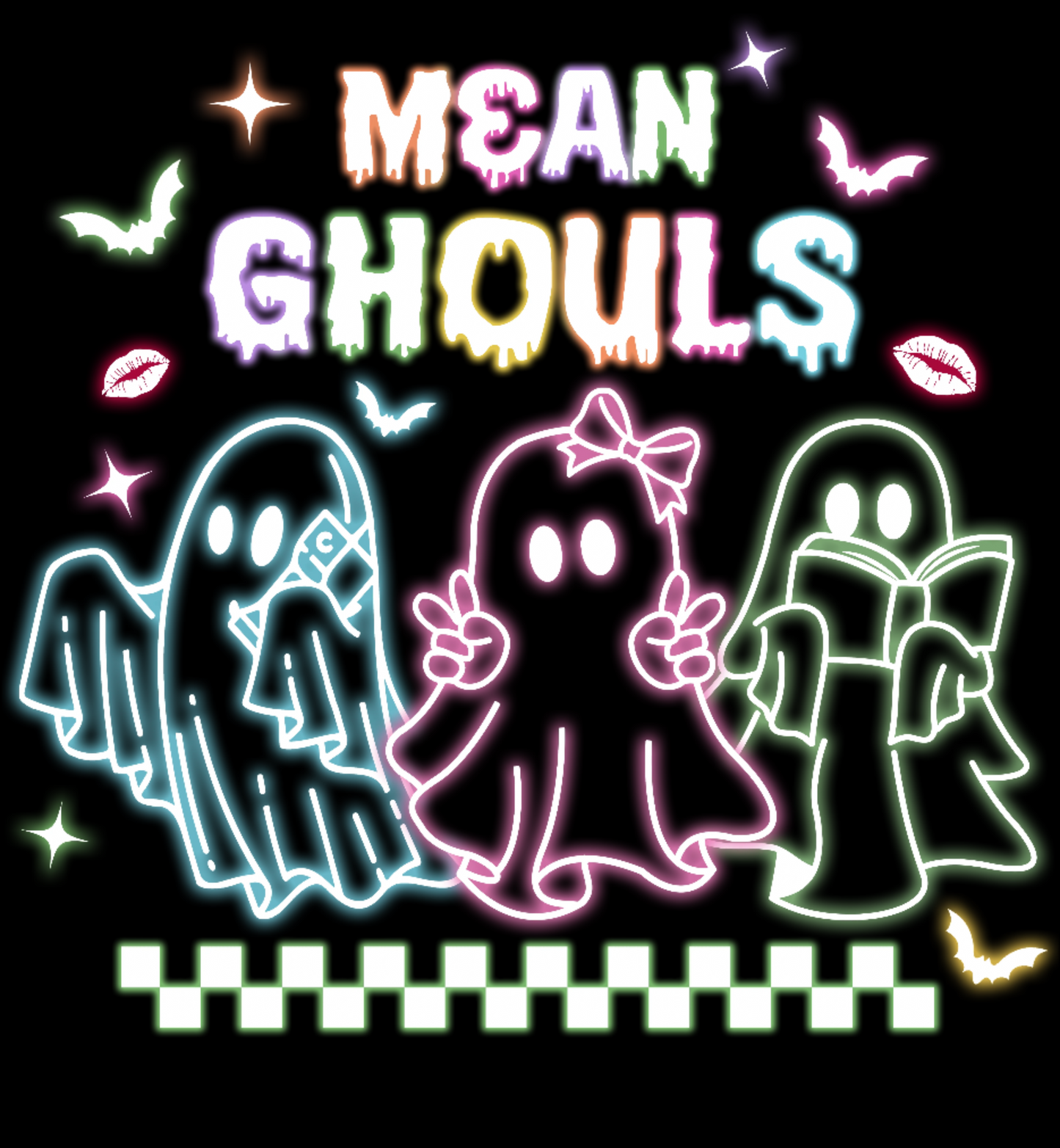 Halloween Neon T-shirt - Design 8 (Mean Ghouls)