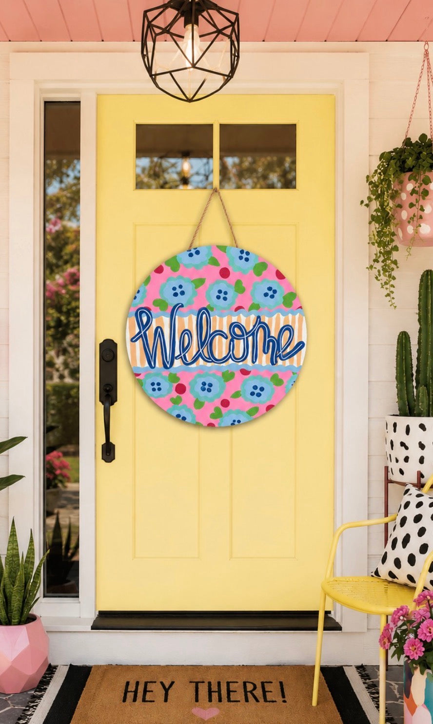 Welcome - Flowers and Stripes