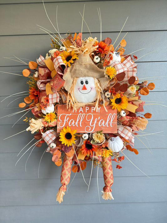 Scarecrow Happy Fall Yall Wreath